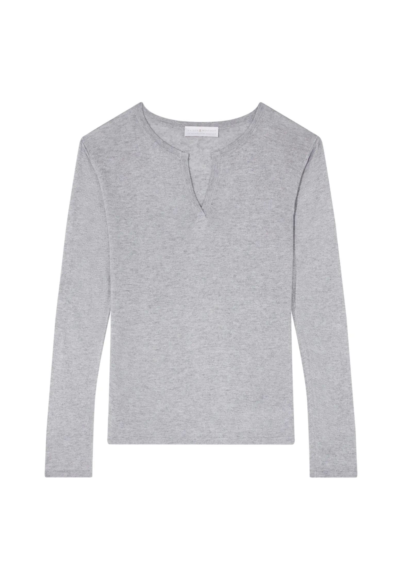 Montagut Bamboo cashmere t-shirt with tunisian collar - Aesha