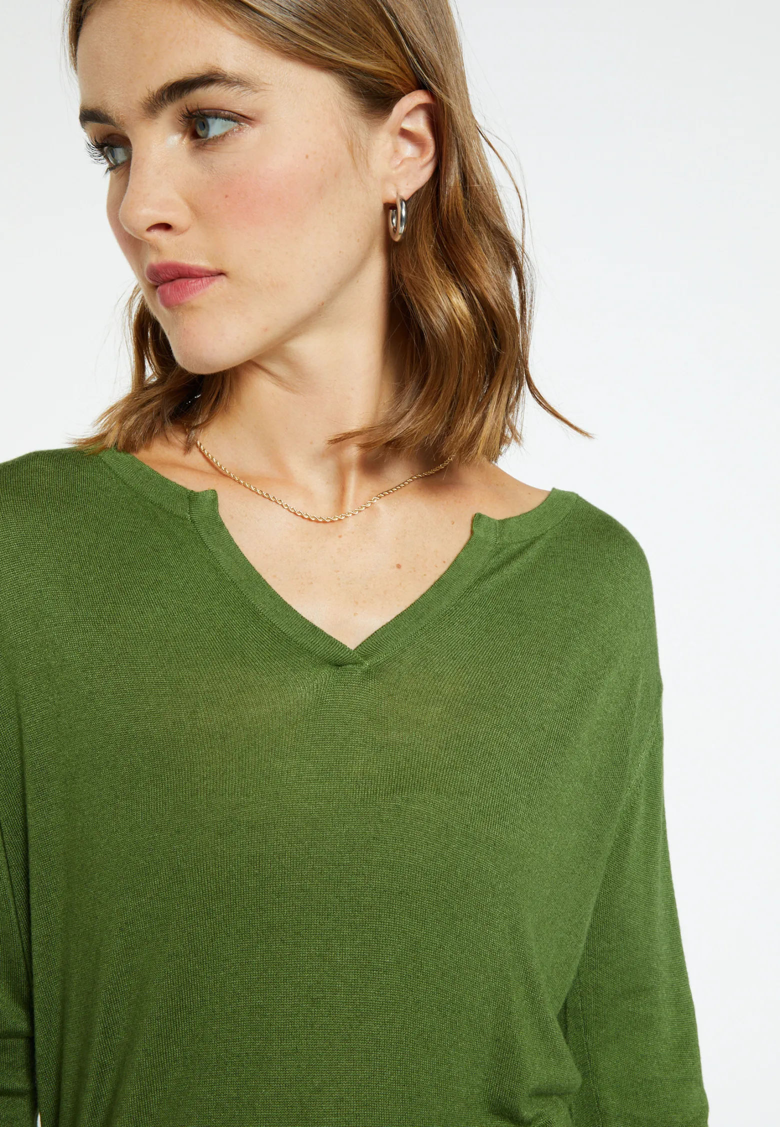 Montagut Bamboo cashmere t-shirt with tunisian collar - Aesha