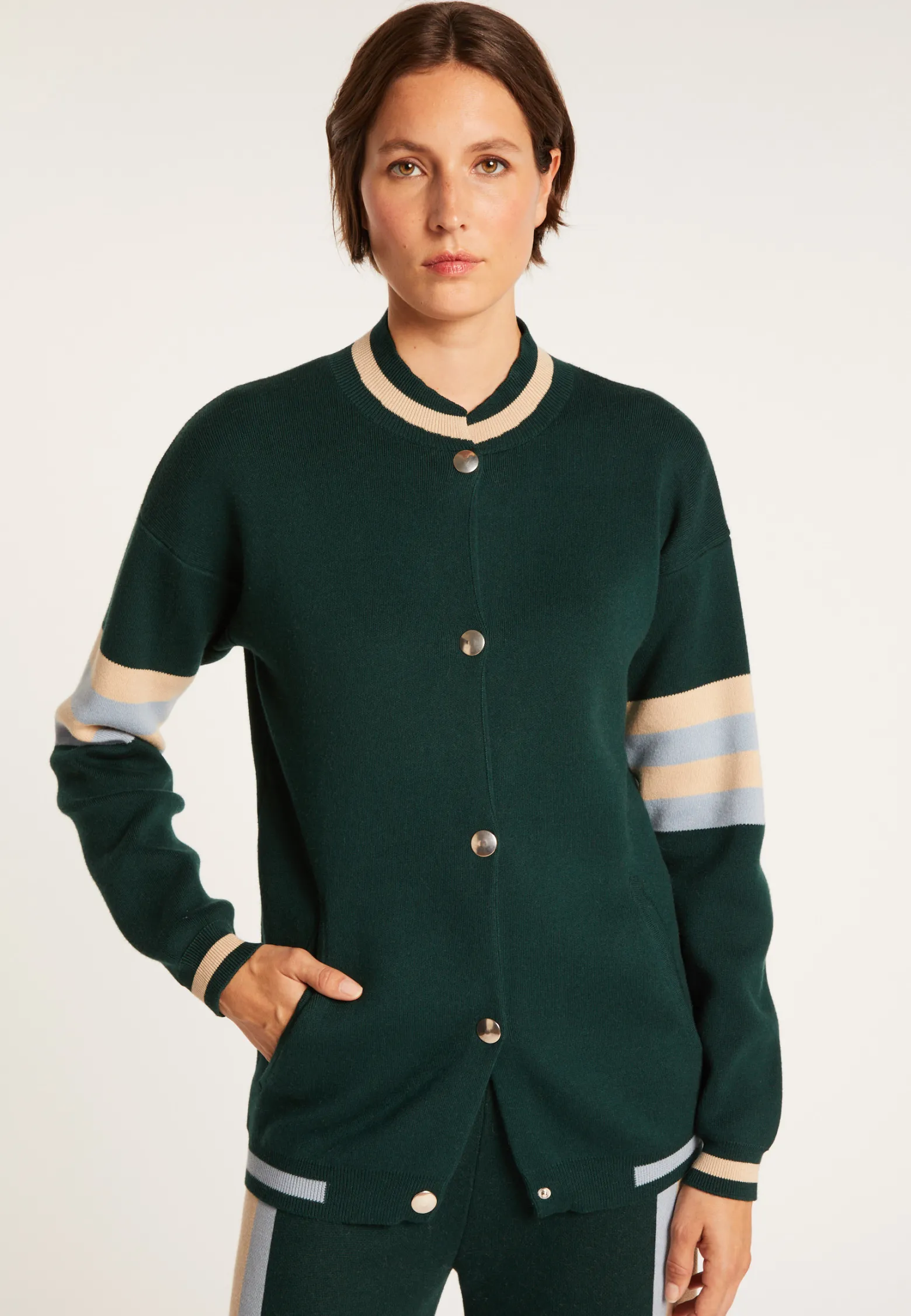 Montagut Baseball jacket in cotton cashmere - Perline