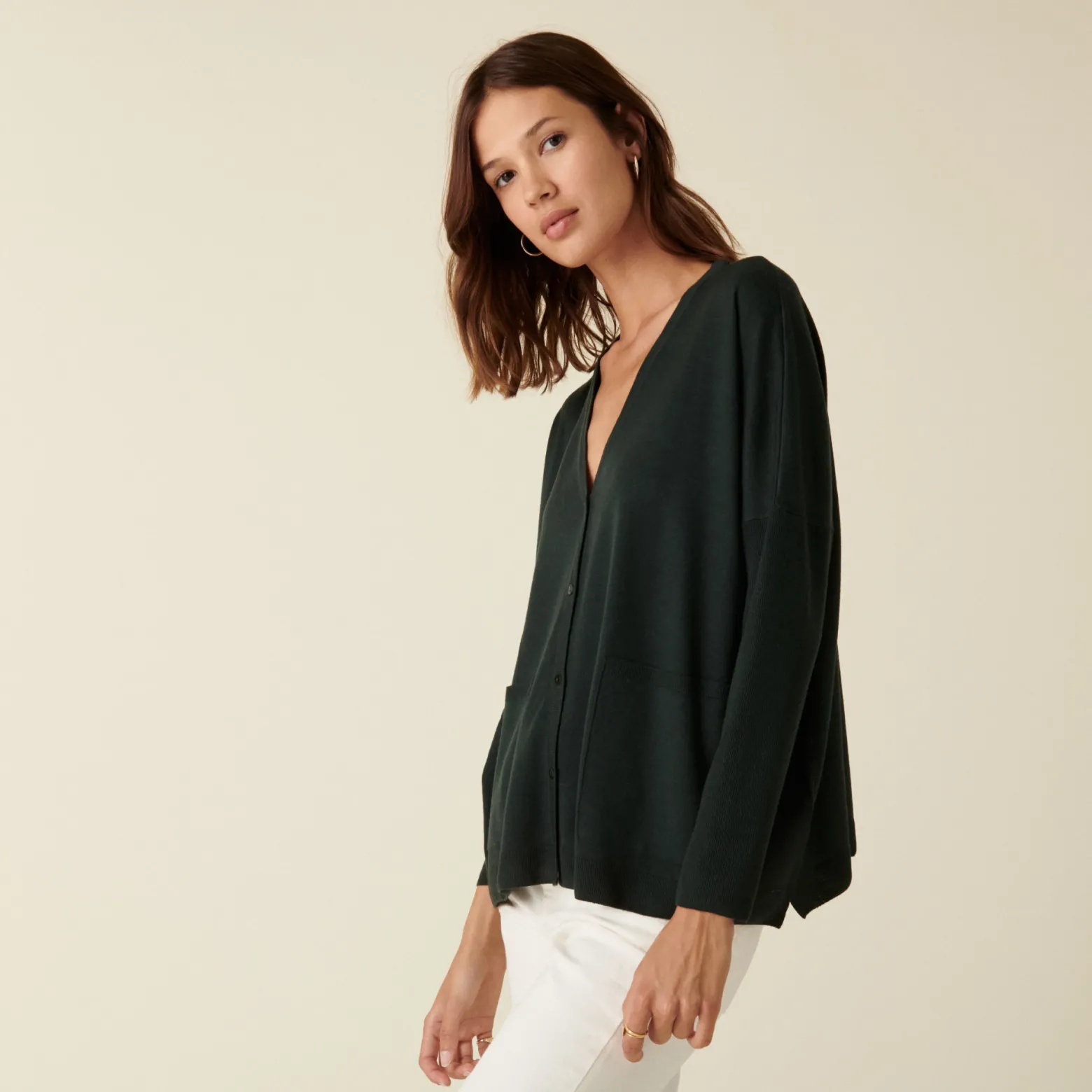 Montagut Buttoned cardigan with pockets in merino wool - Ava
