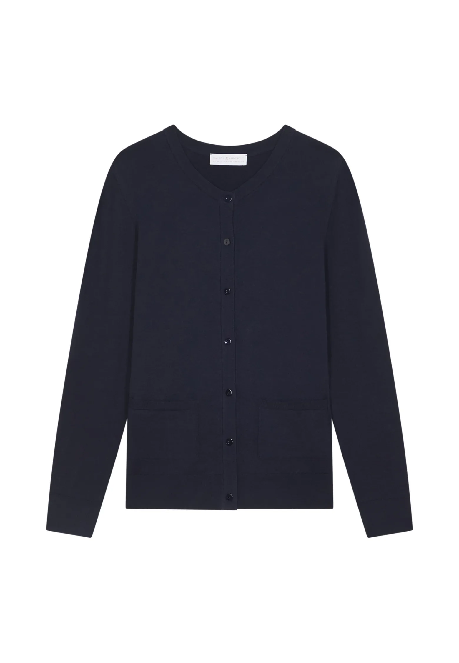 Montagut Buttoned round neck cardigan with pockets in merino wool - Amalia