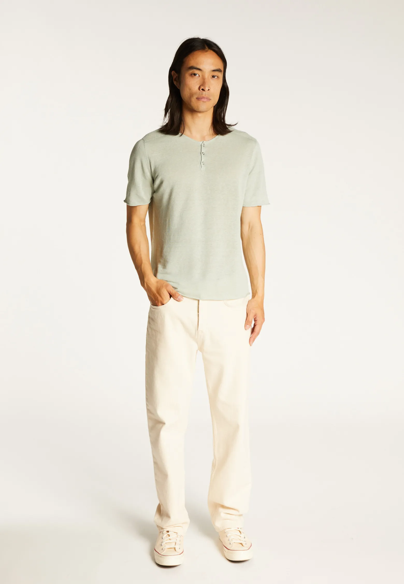 Montagut Button-neck T-shirt - LEONCE