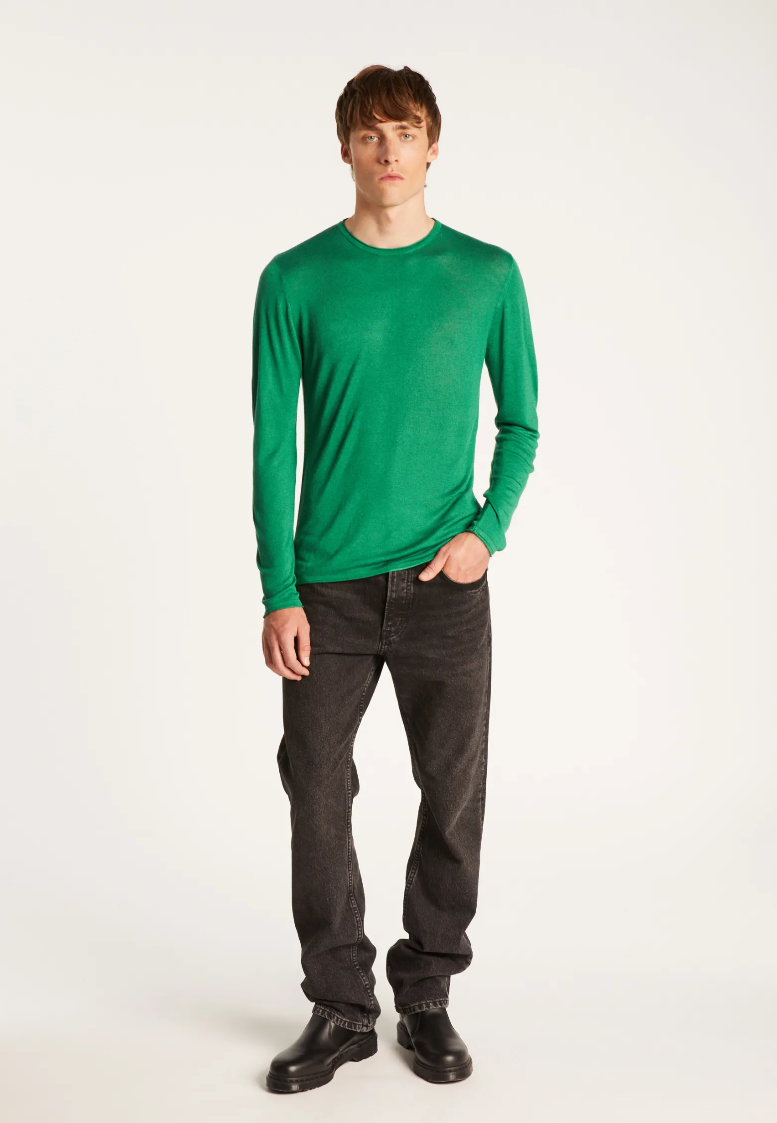 Montagut Cashmere bamboo fiber crew neck sweater - Taffy