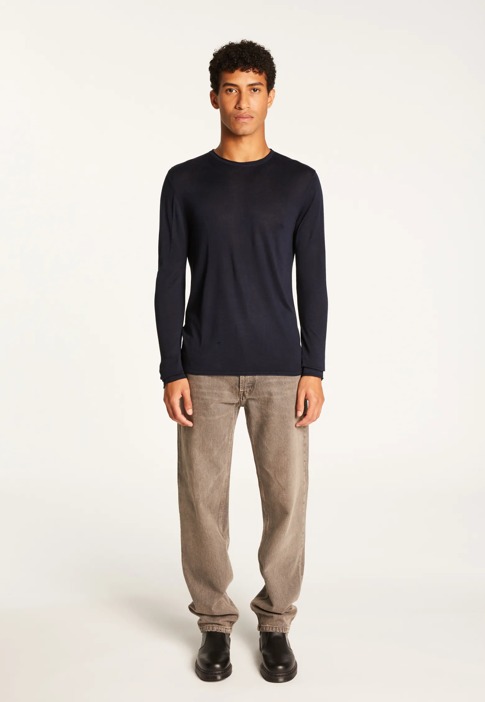 Montagut Cashmere bamboo fiber crew neck sweater - Taffy