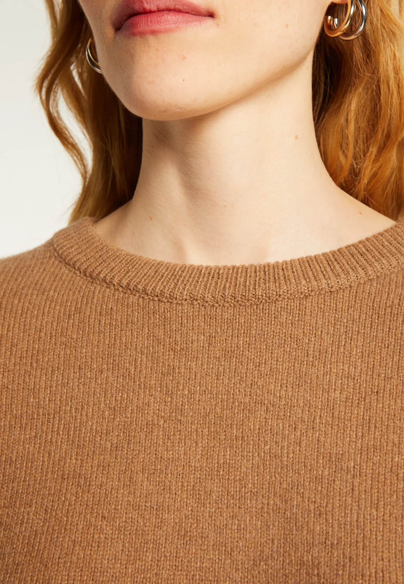 Montagut Cashmere blend round-neck sweater with puff sleeves - Lamaras