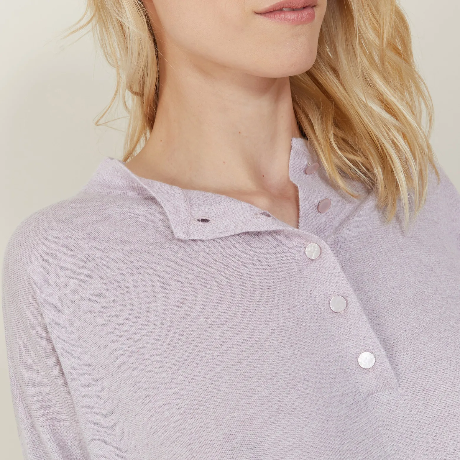 Montagut Cashmere linen sweater with button-down collar - Naza