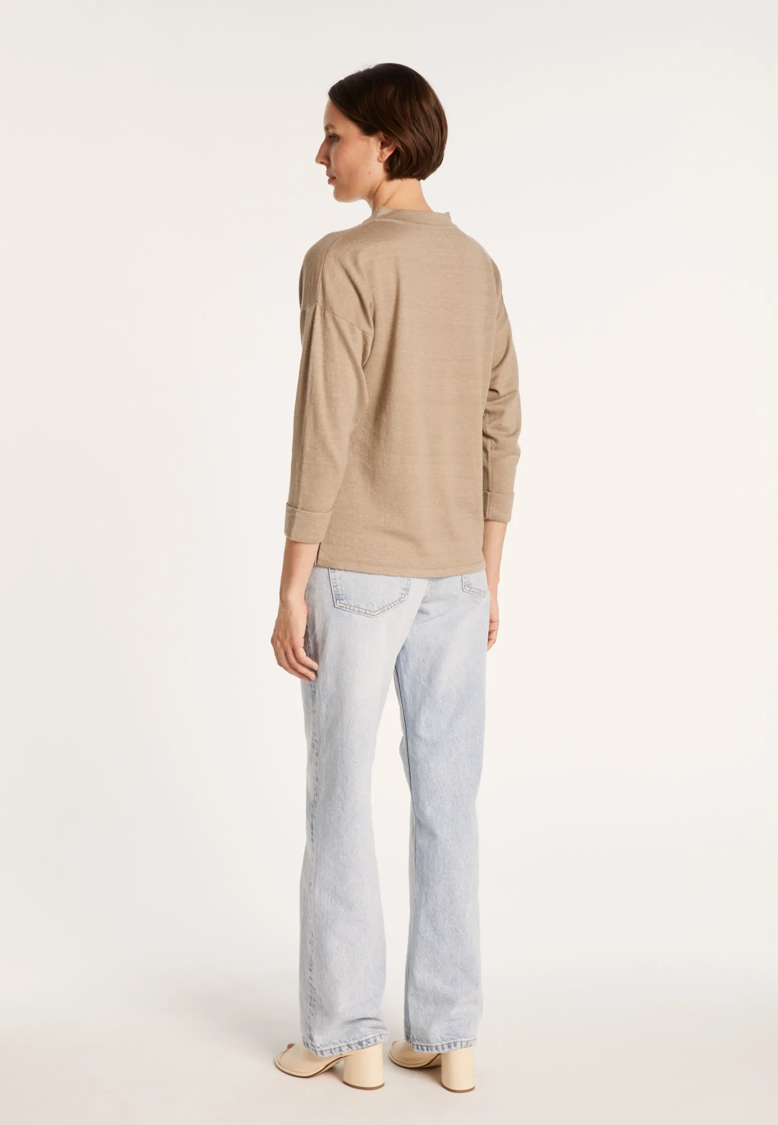 Montagut Cashmere linen sweater with button-down collar - Naza