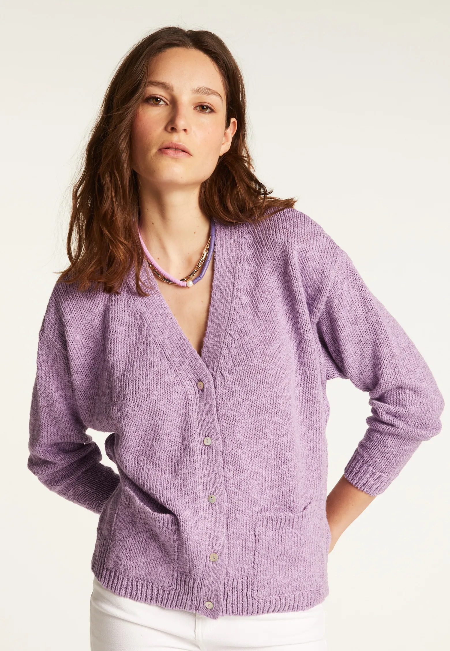 Montagut Cotton and linen V-neck cardigan - Thais
