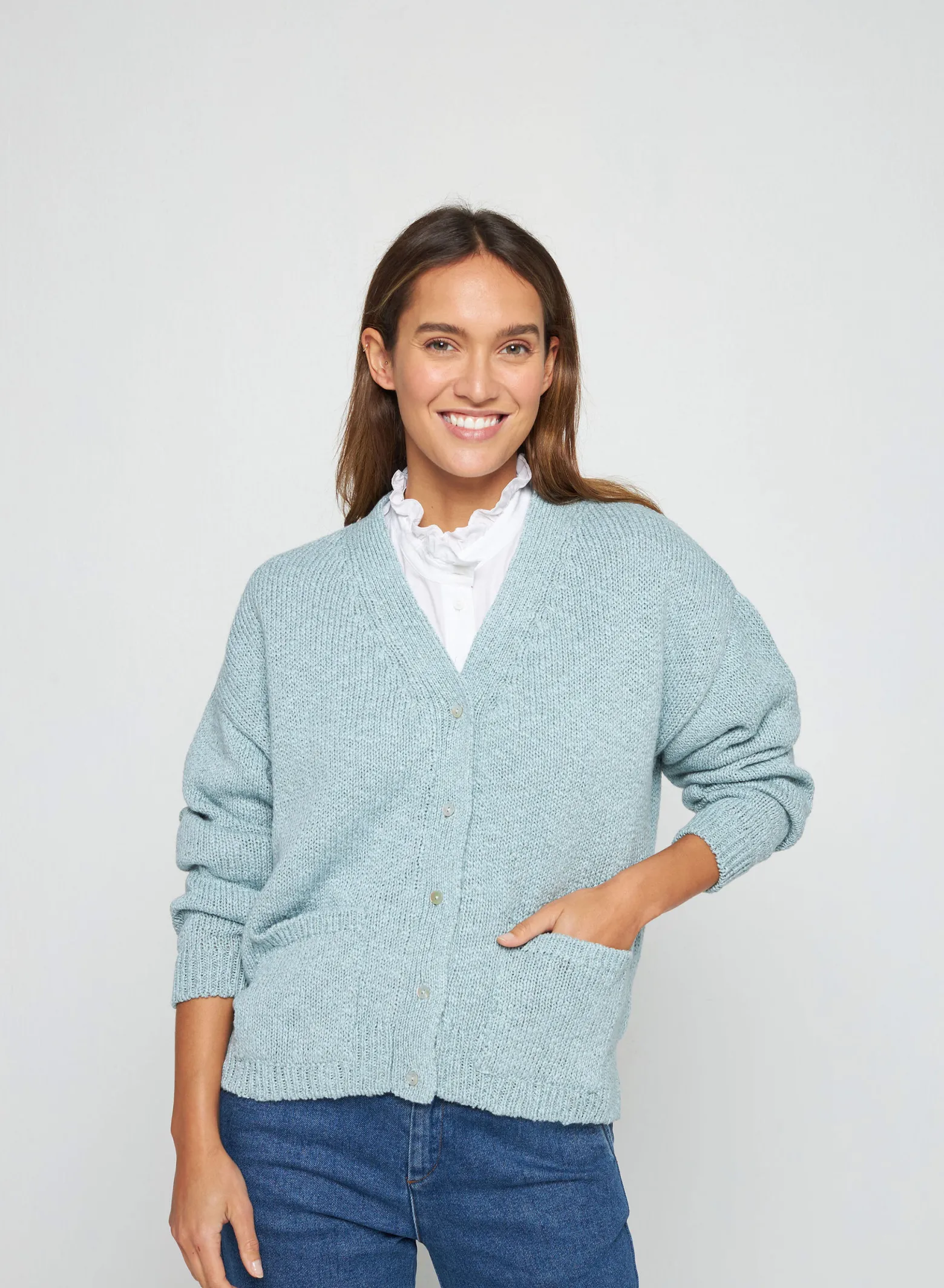 Montagut Cotton and linen V-neck cardigan - Thais