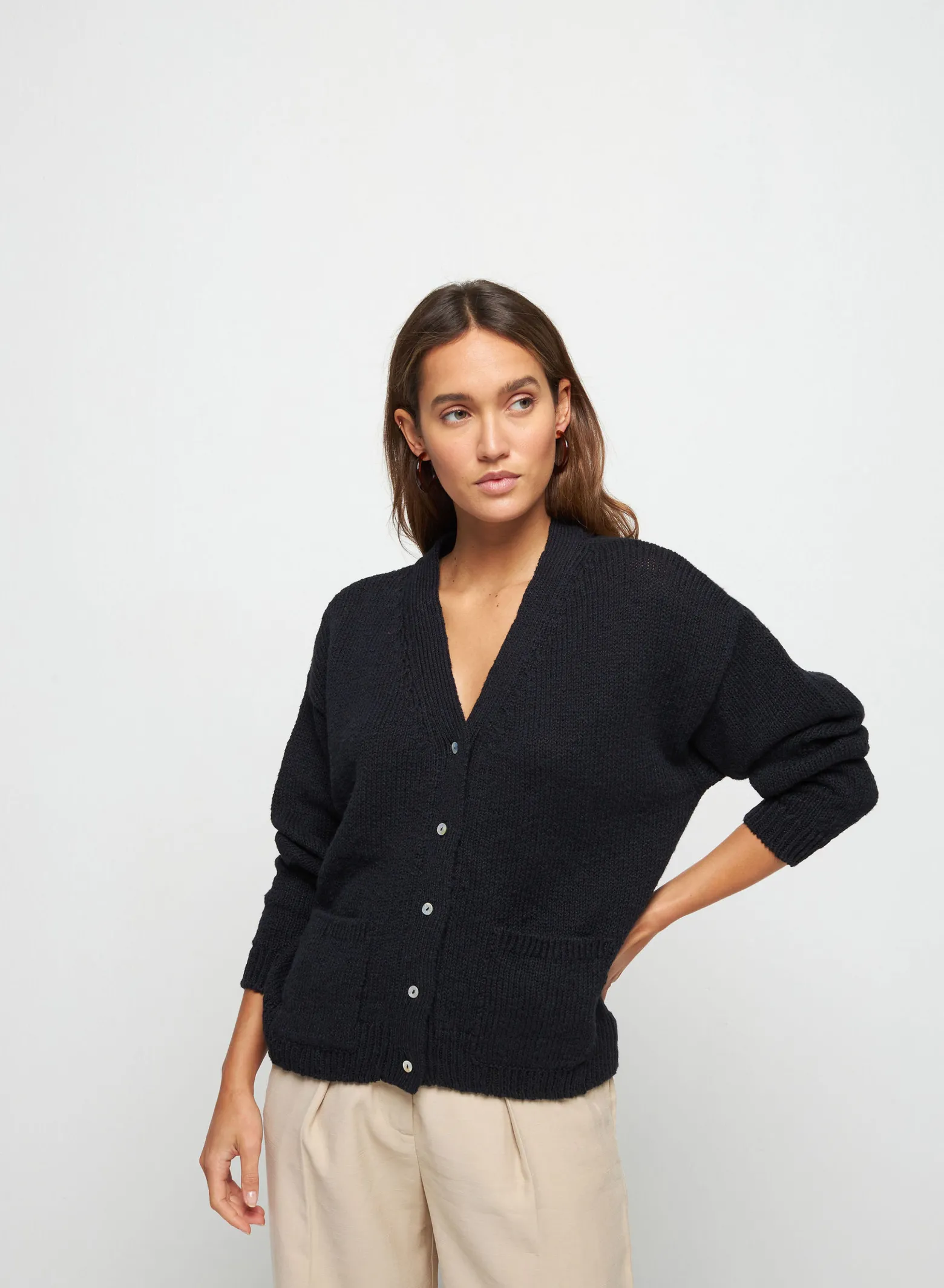 Montagut Cotton and linen V-neck cardigan - Thais