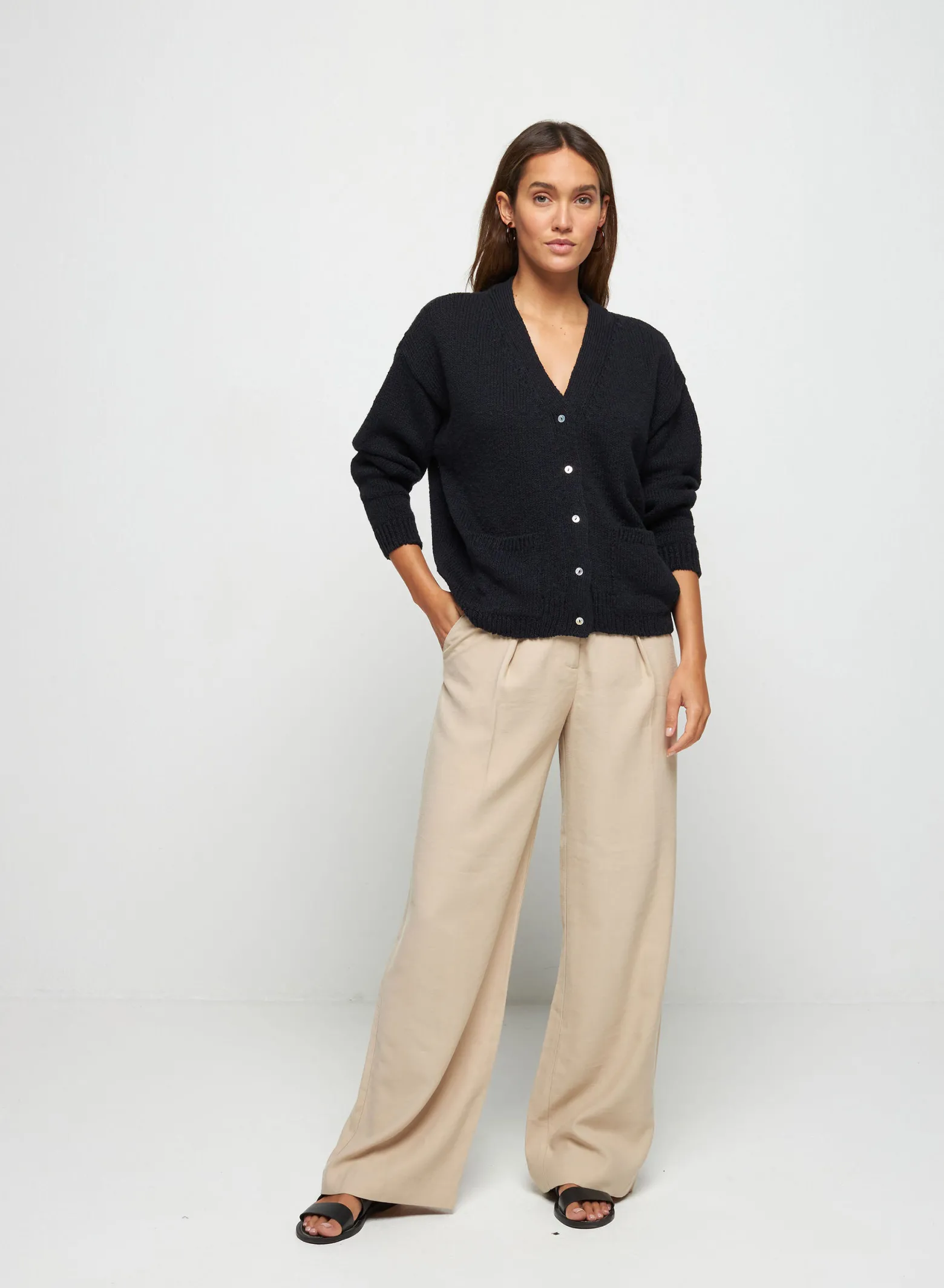 Montagut Cotton and linen V-neck cardigan - Thais