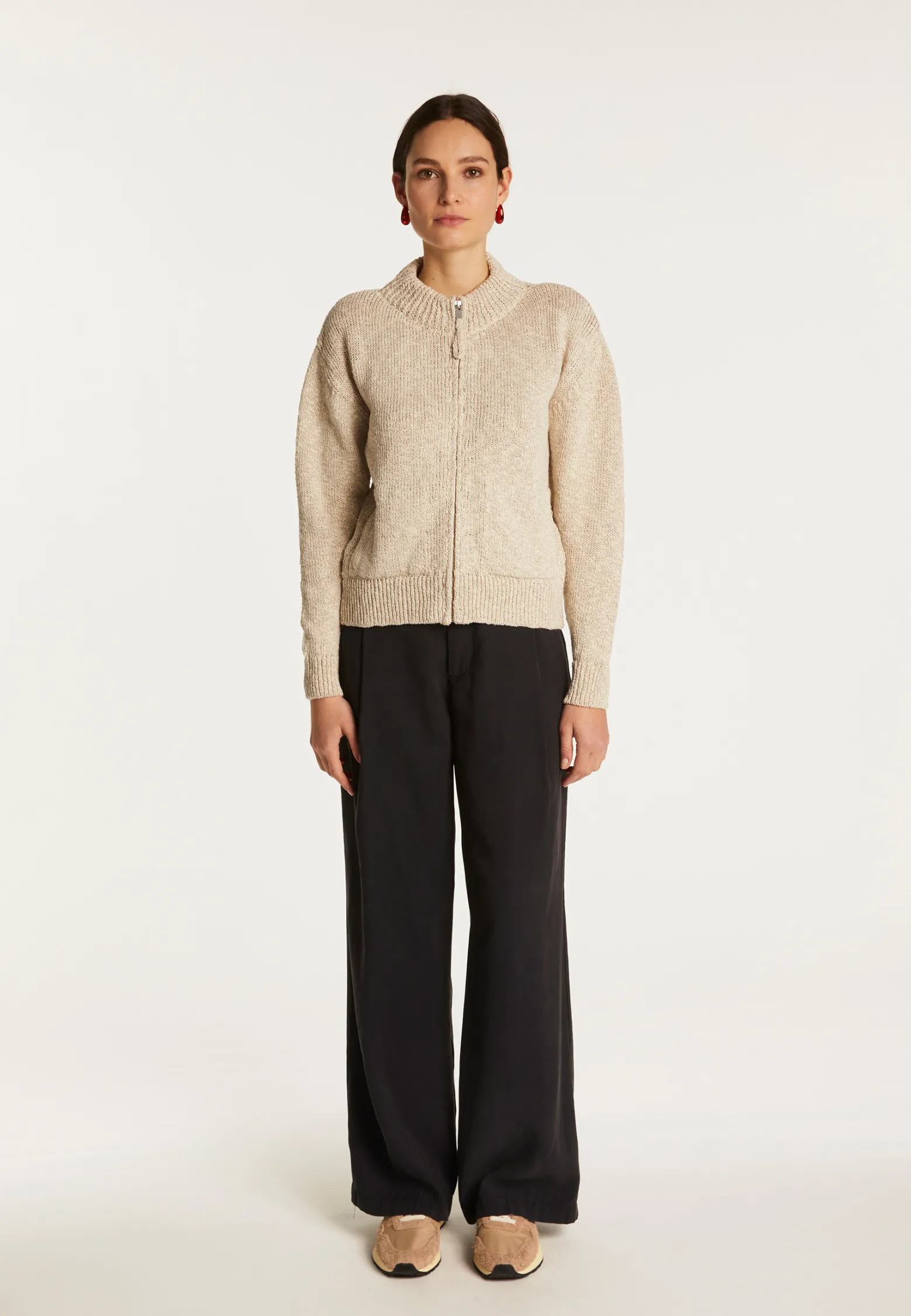 Montagut Cotton and linen zipped jacket - Flora