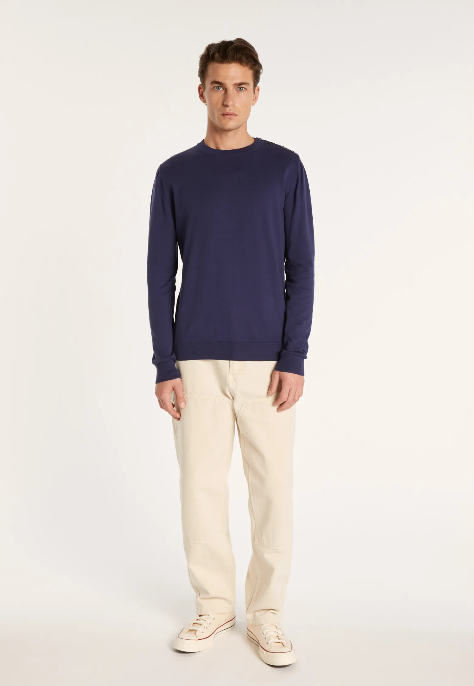 Montagut Cotton button shoulder sweater - Bonze