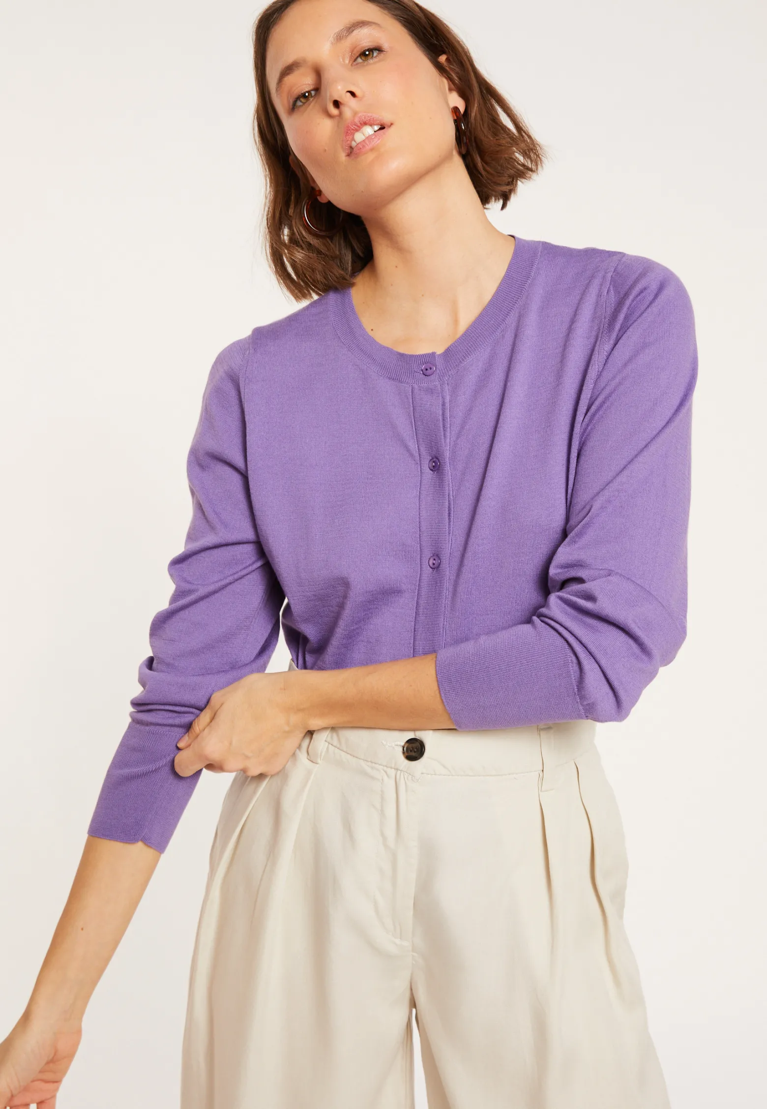 Montagut Cotton round neck cardigan - Manel