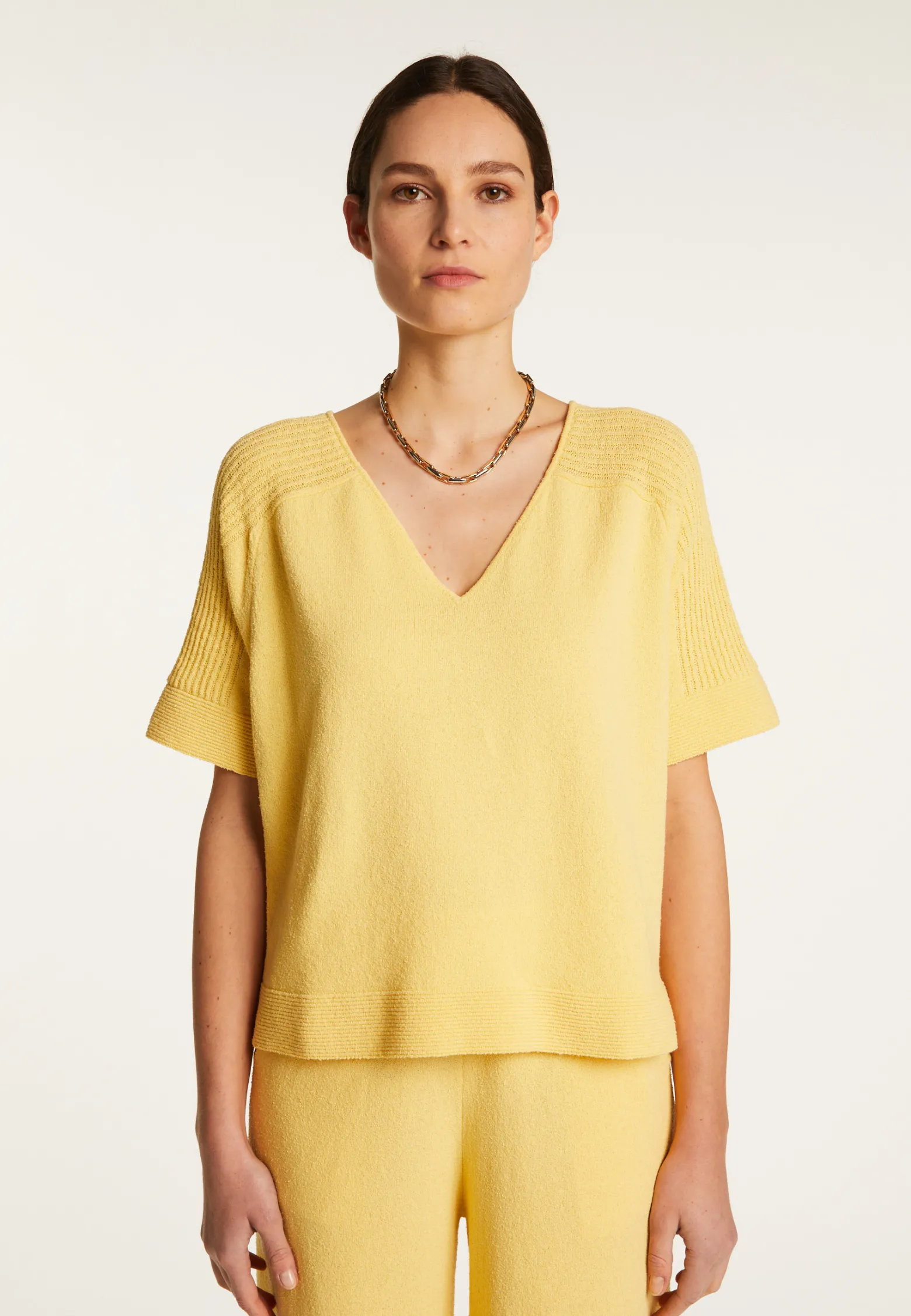 Montagut Cotton V-neck T-shirt - Devy