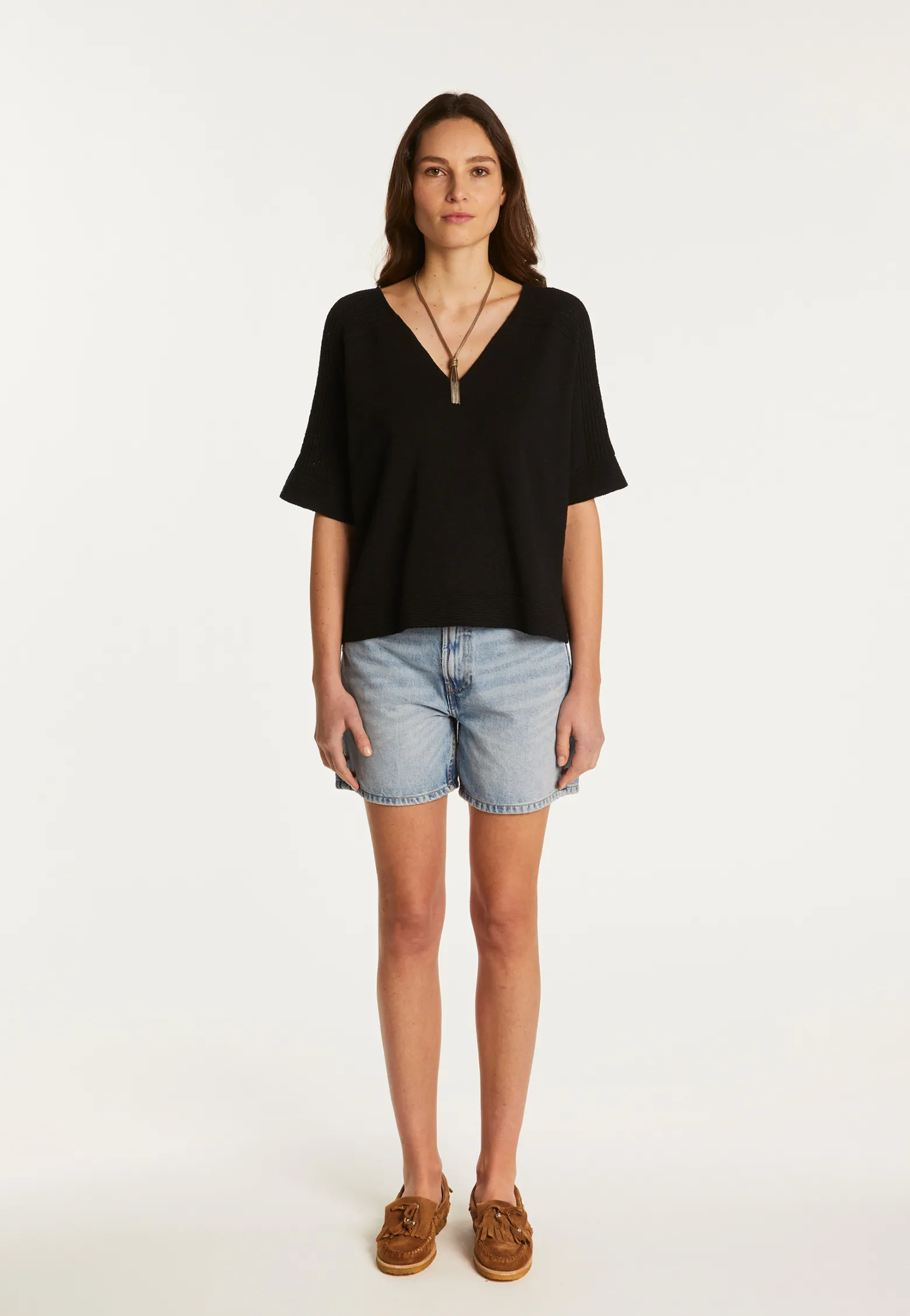 Montagut Cotton V-neck T-shirt - Devy