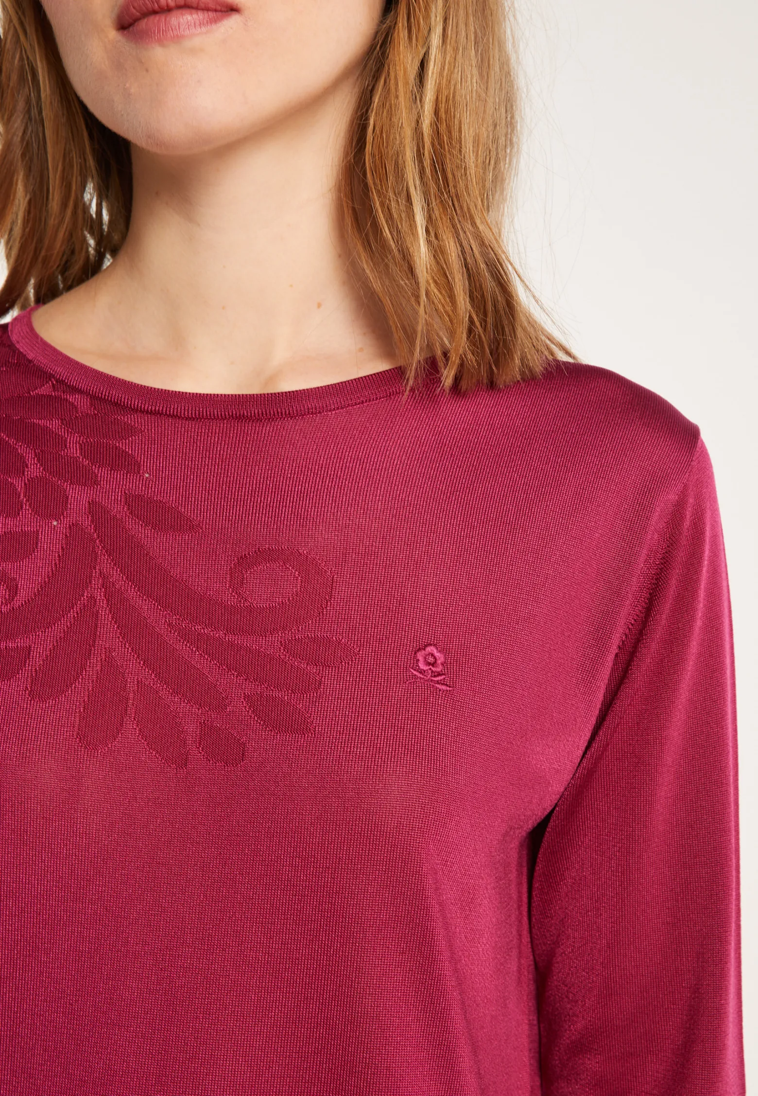 Montagut Elbow sleeve t-shirt in Lumière yarn with patterns - Erica
