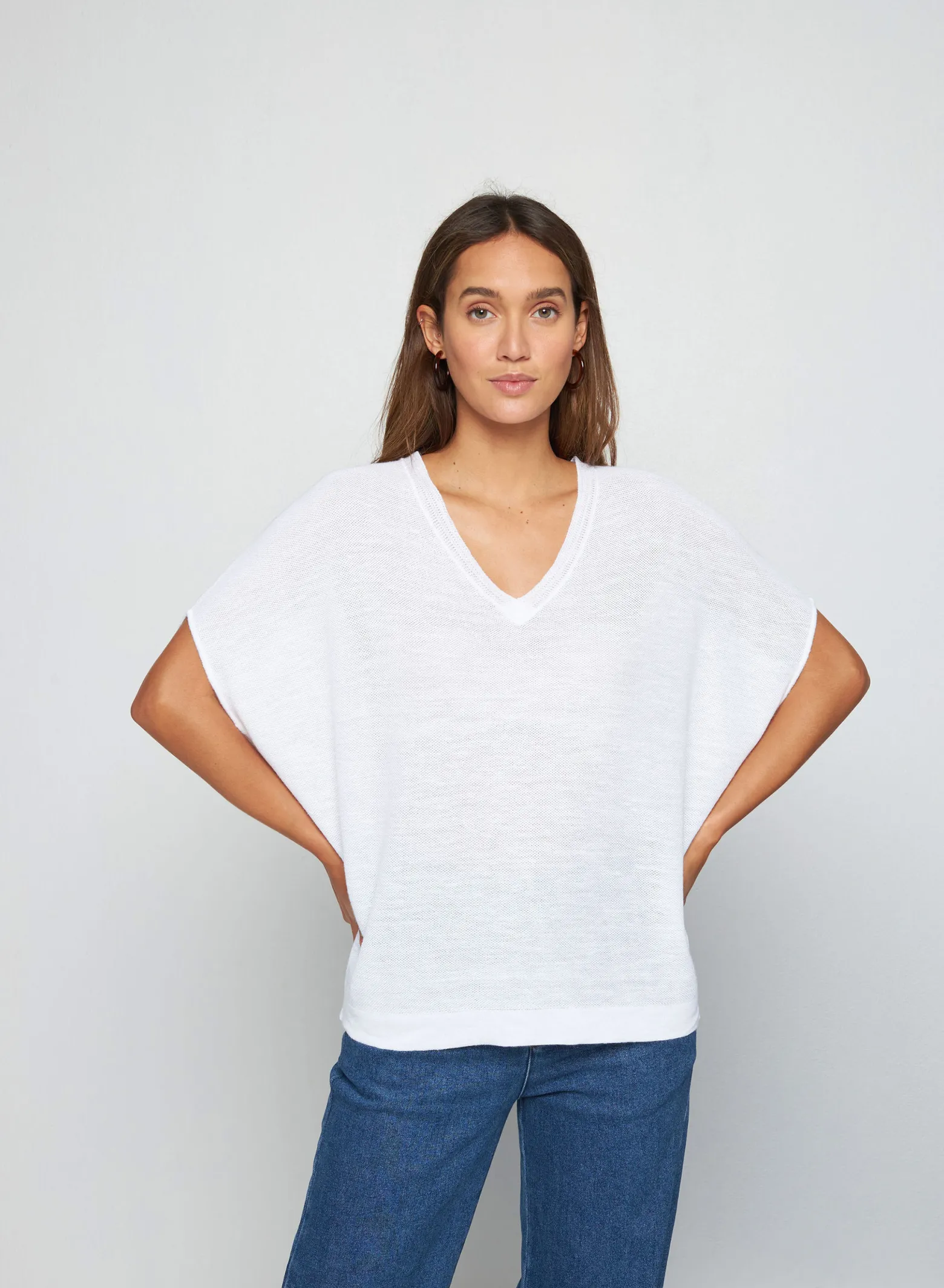 Montagut Flamed linen batwing T-shirt - Tarra