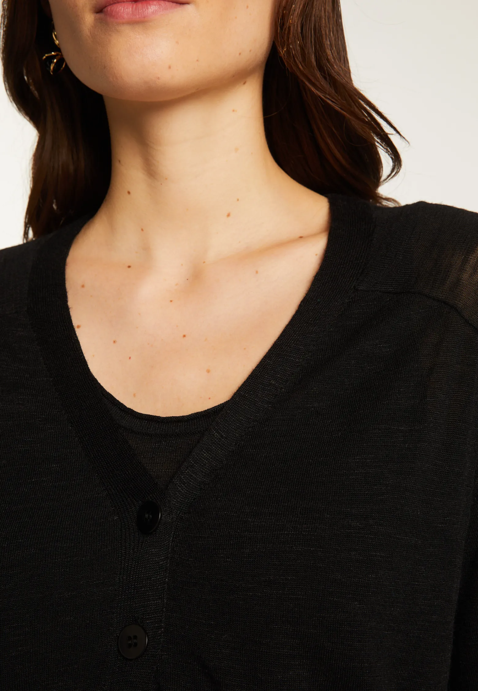 Montagut Flamed Linen Button T-Shirt - Lily