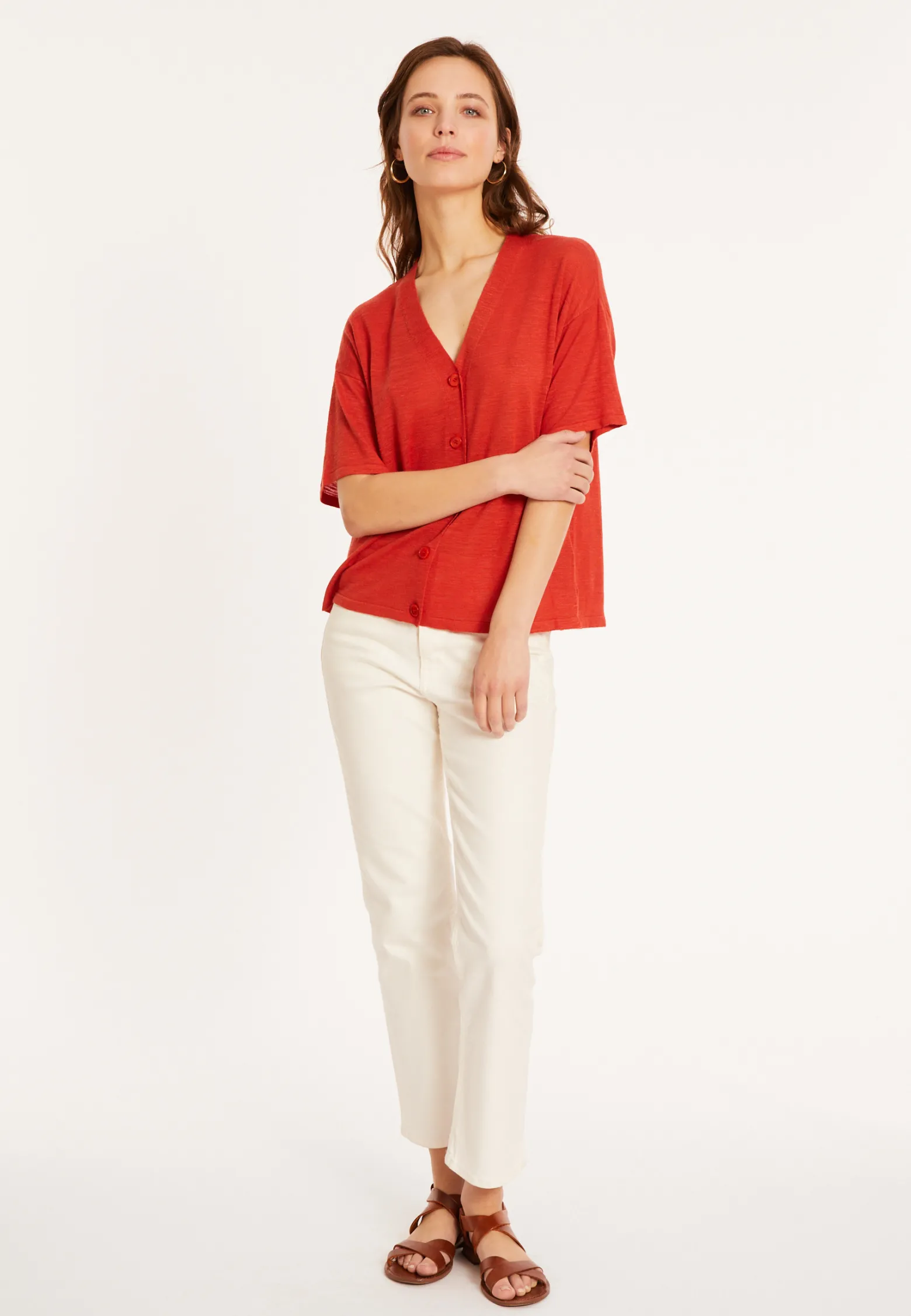 Montagut Flamed linen button-down t-shirt - Maddie