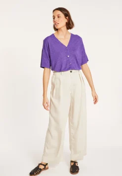 Montagut Flamed linen button-down t-shirt - Maddie