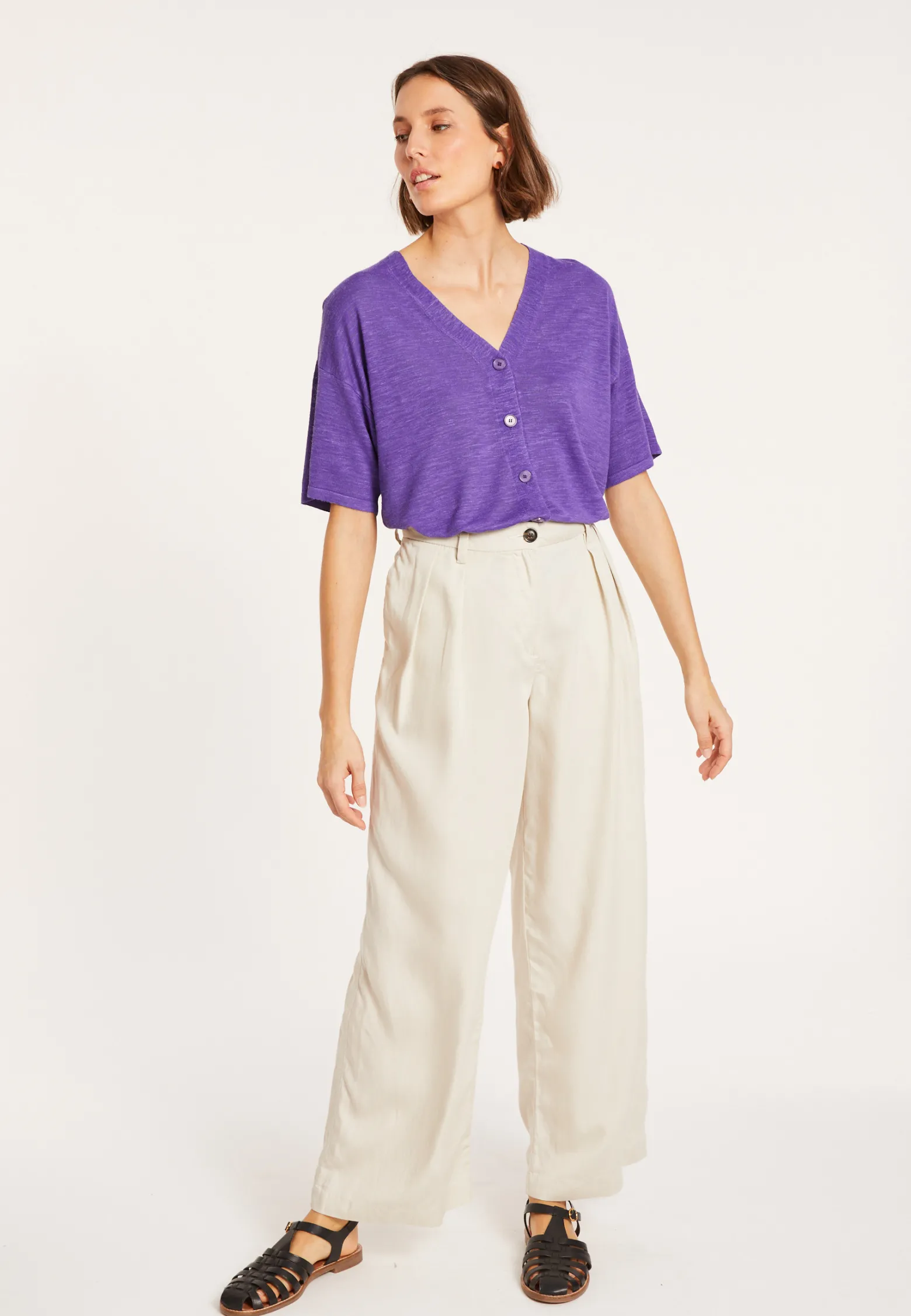 Montagut Flamed linen button-down t-shirt - Maddie