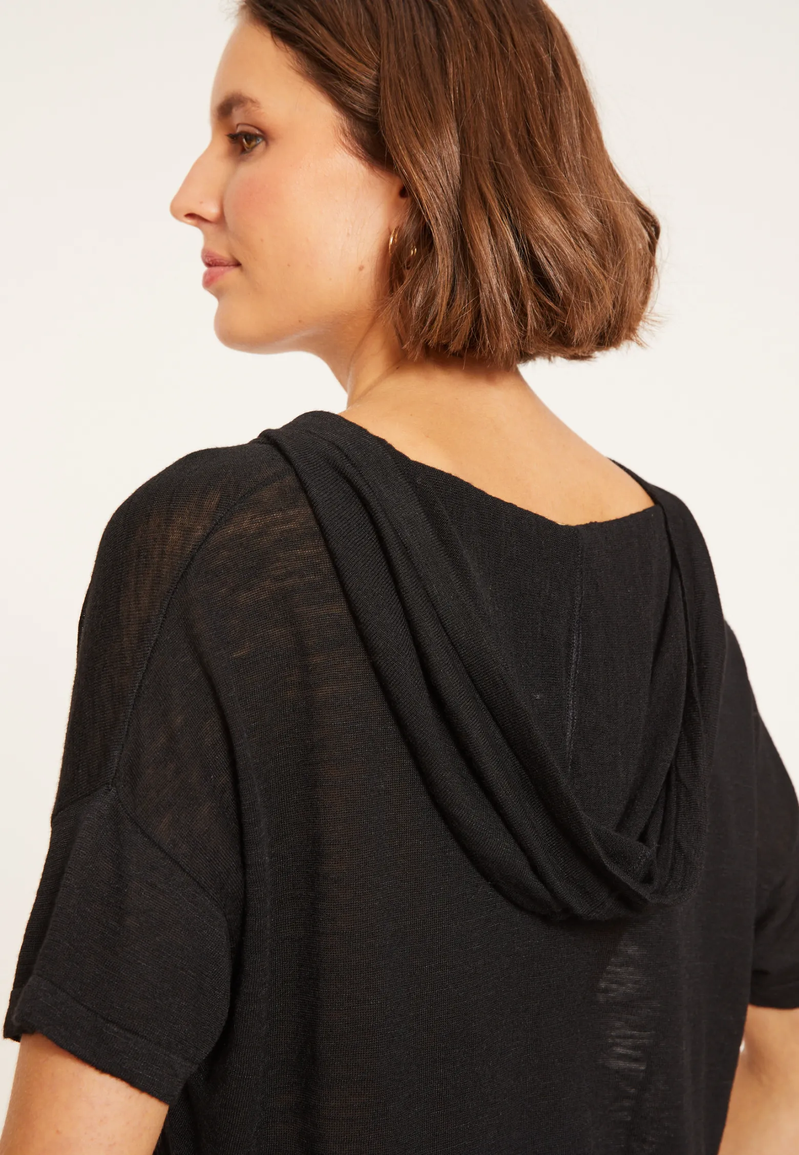 Montagut Flamed linen hooded t-shirt - Pivoine