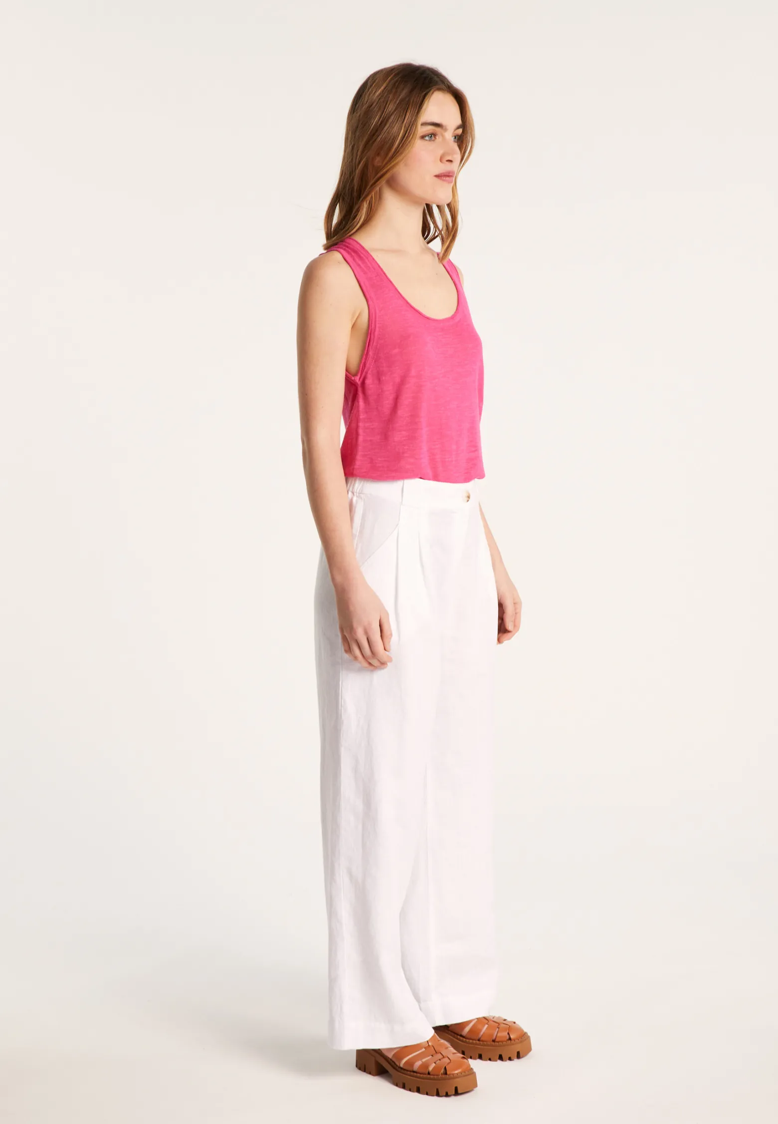 Montagut Flamed linen tank top - Maitena