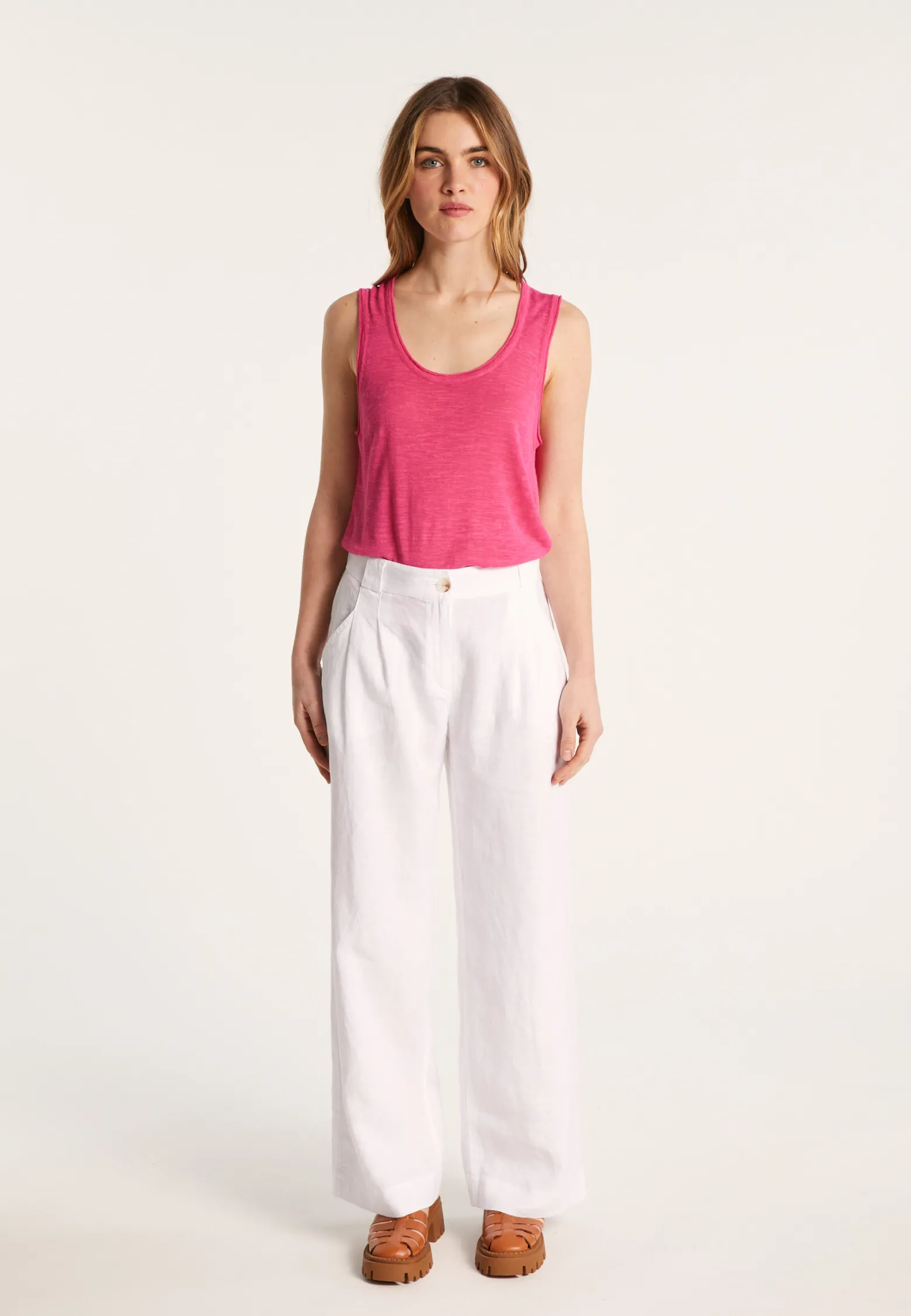 Montagut Flamed linen tank top - Maitena