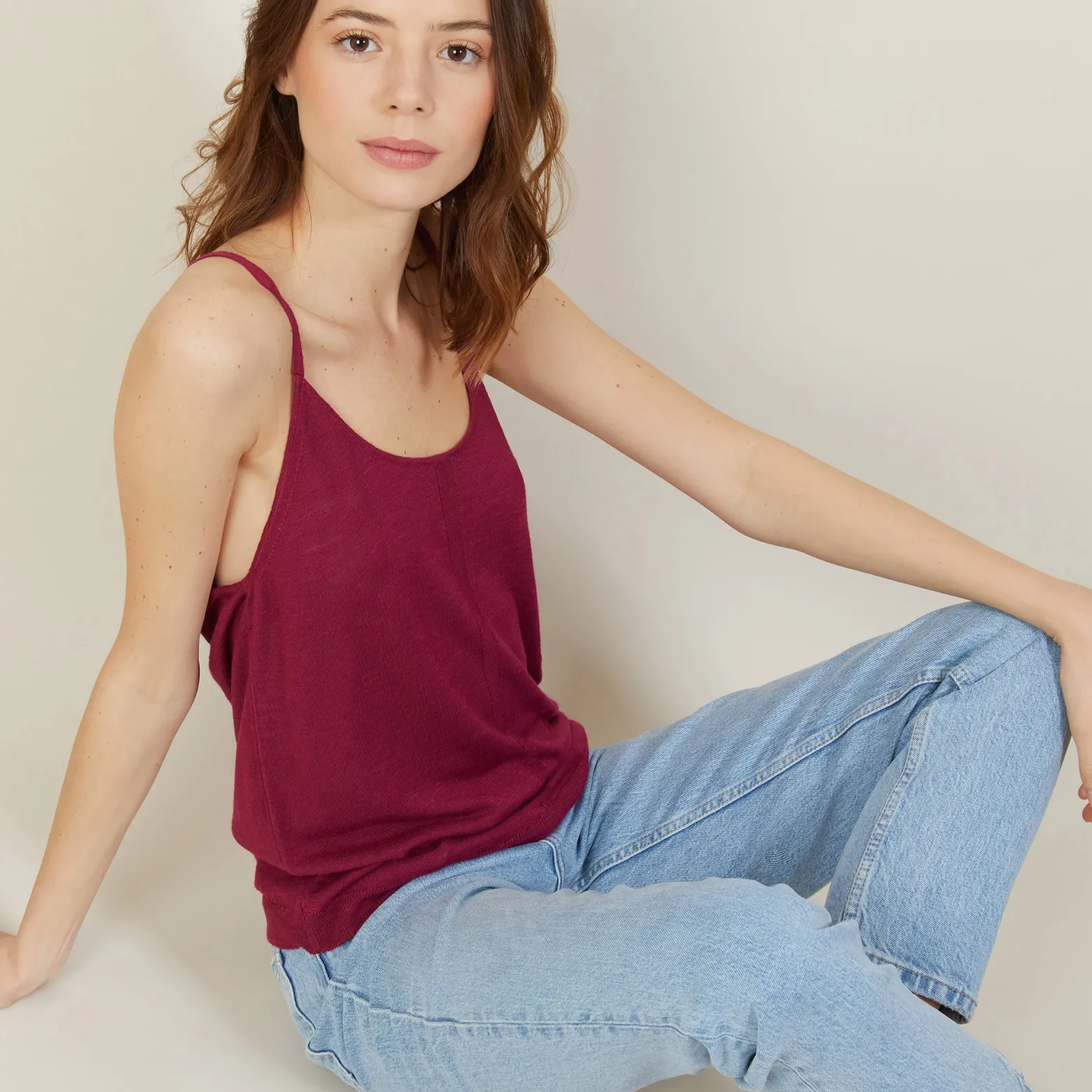 Montagut Flamed linen tank top - Mijas