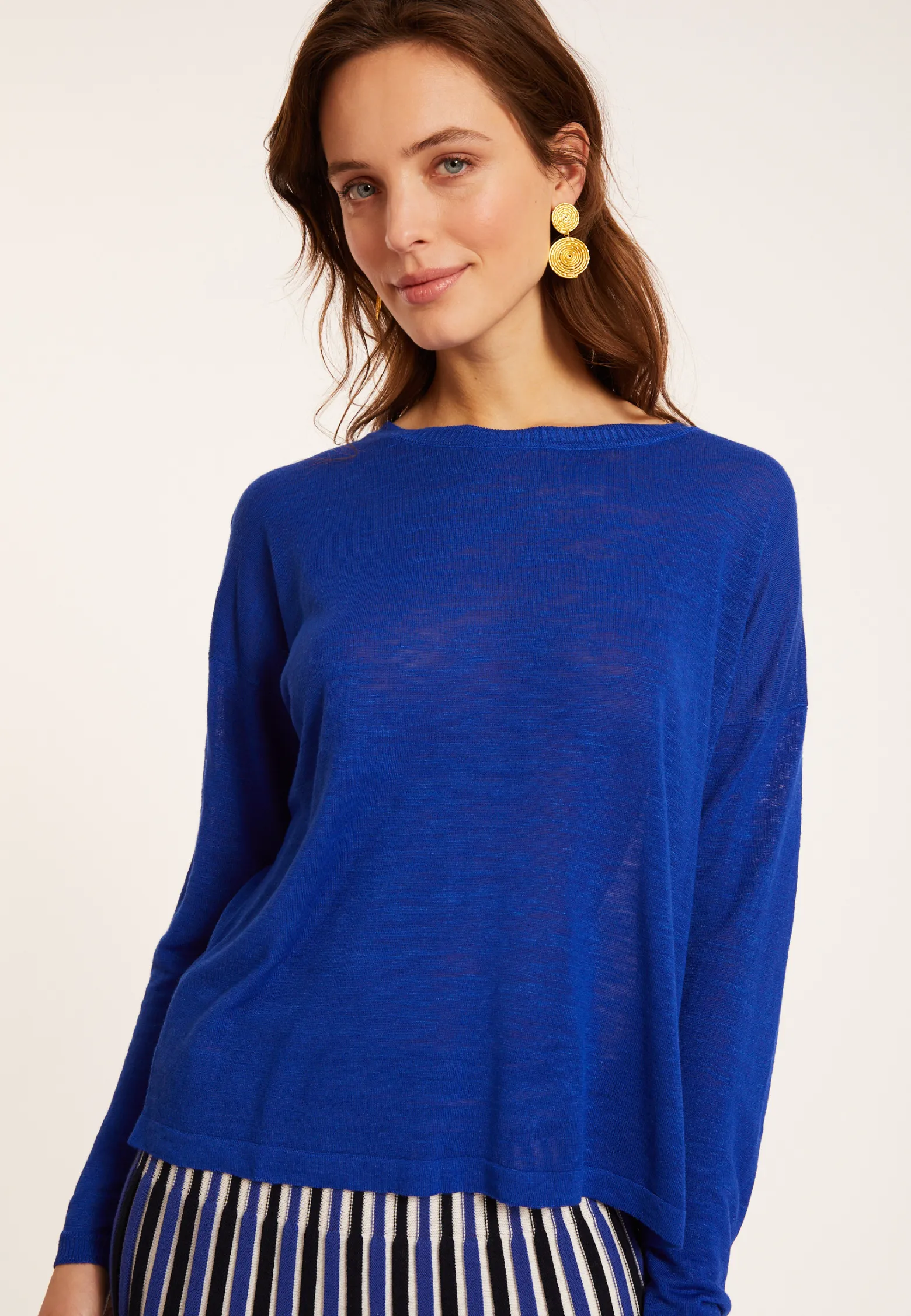 Montagut Flamed linen t-shirt with long sleeves and back buttons - Polly