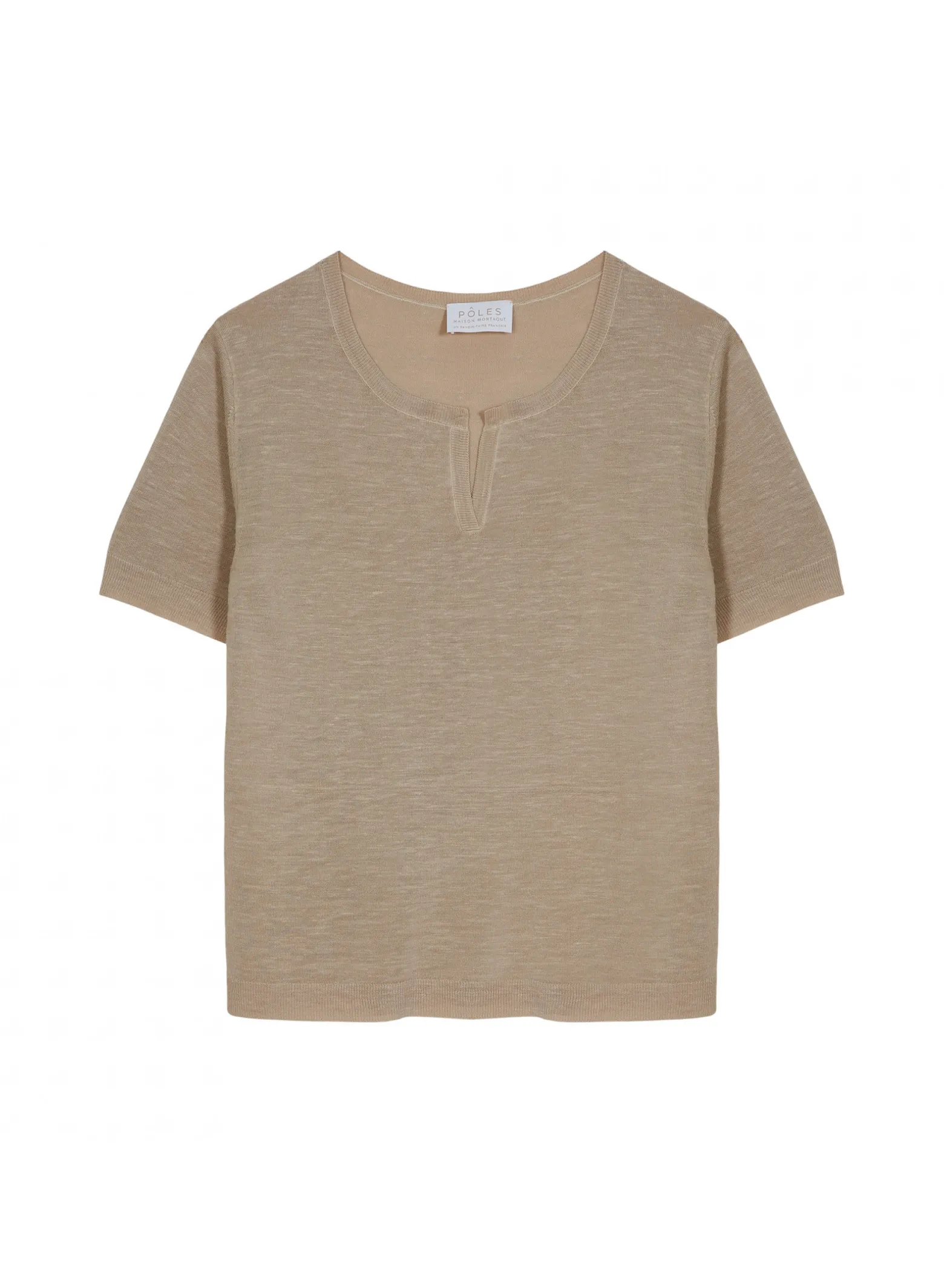 Montagut Flamed linen t-shirt with tunisian collar - Bohême