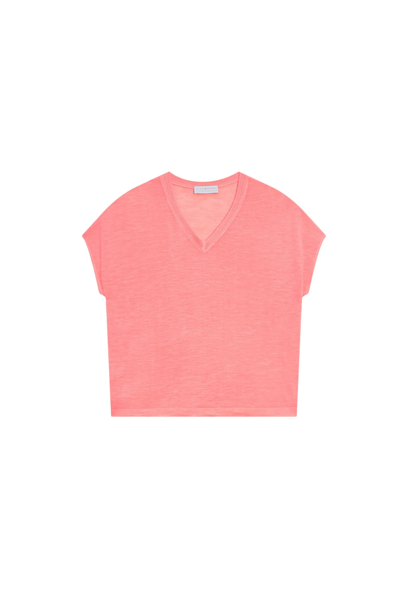 Montagut Flamed linen V-neck loose T-shirt - Marra