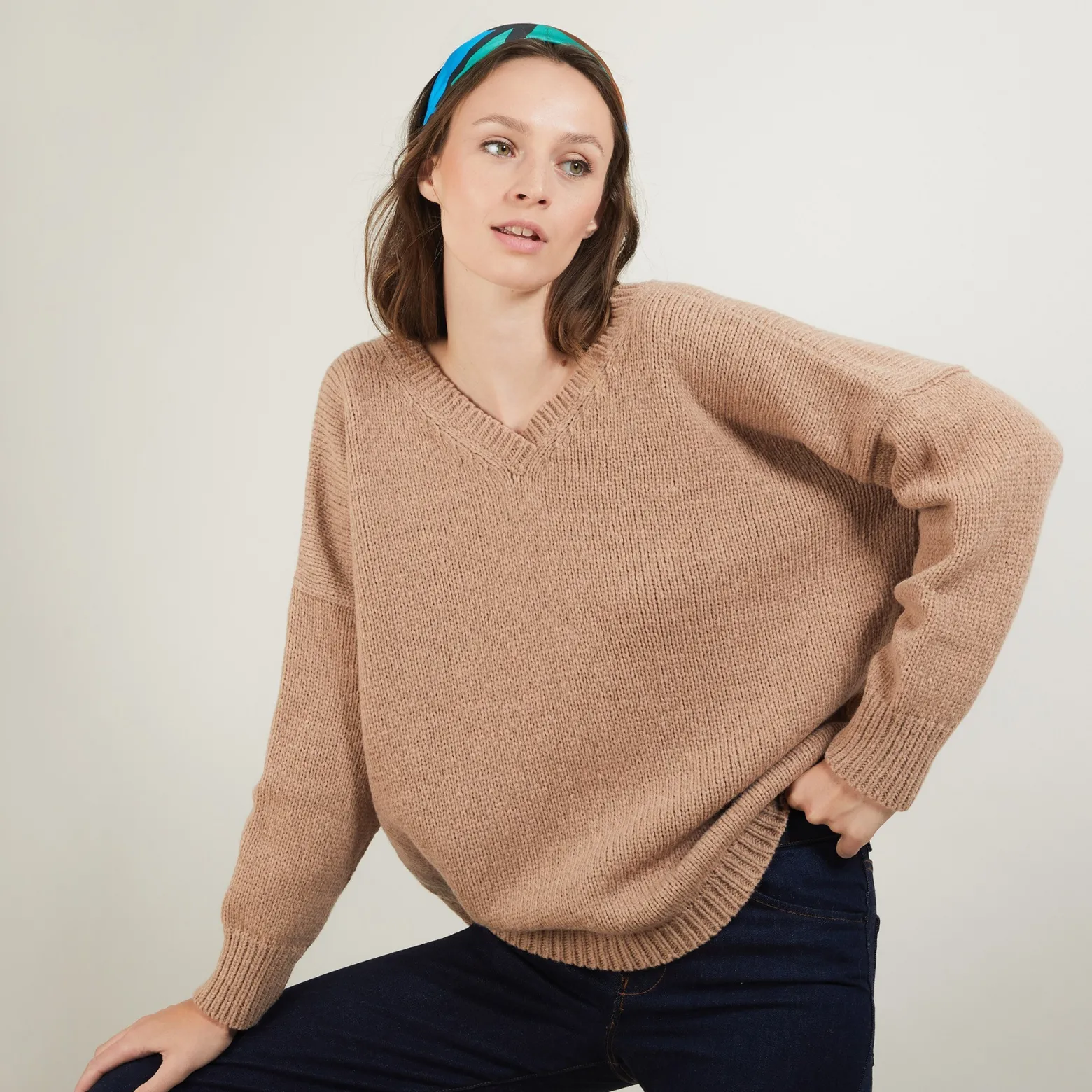 Montagut Front and back v-neck cardigan in nylon wool - Gebril