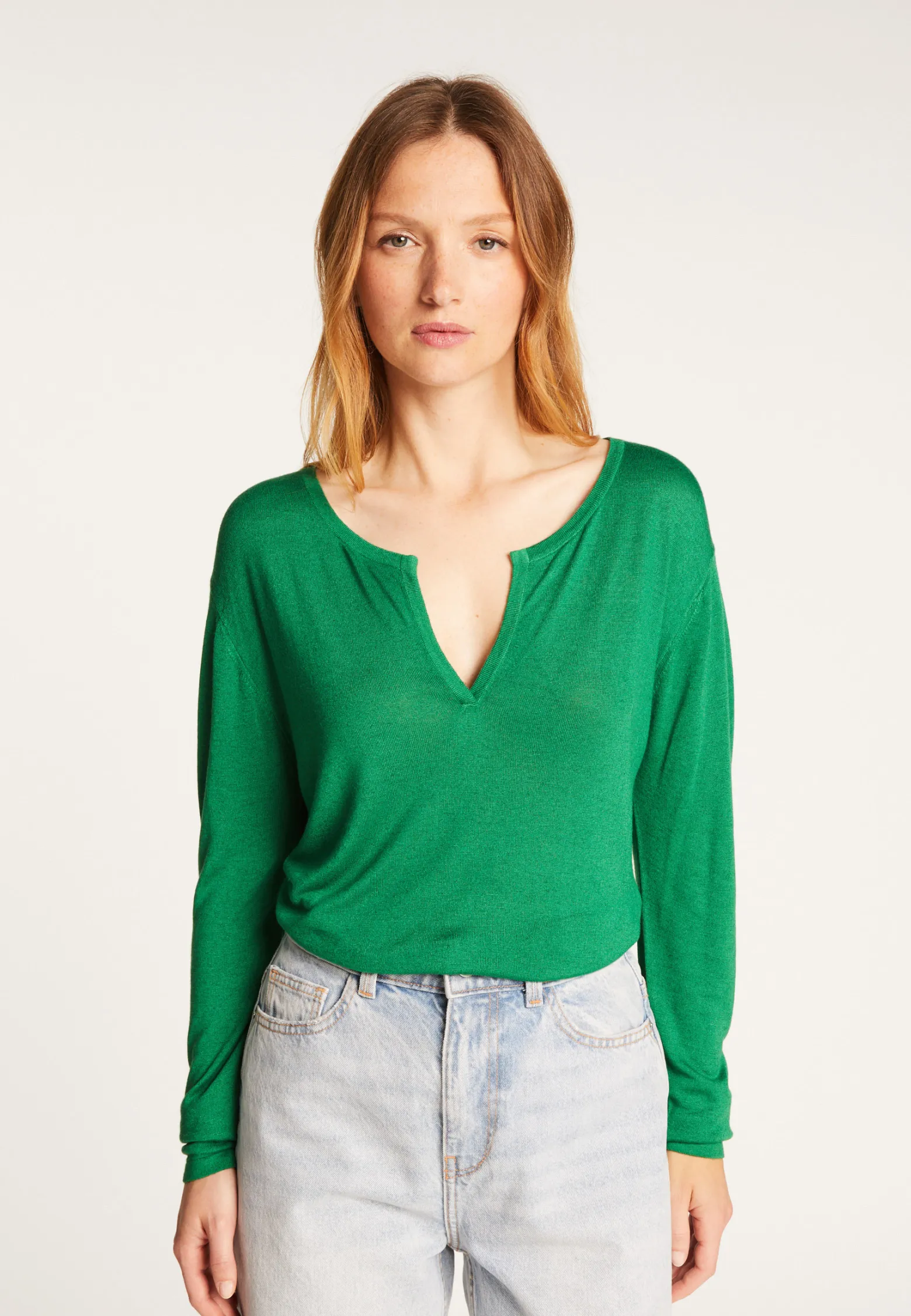 Montagut Gentleman's collar T-shirt in bamboo cashmere fiber - Aesha