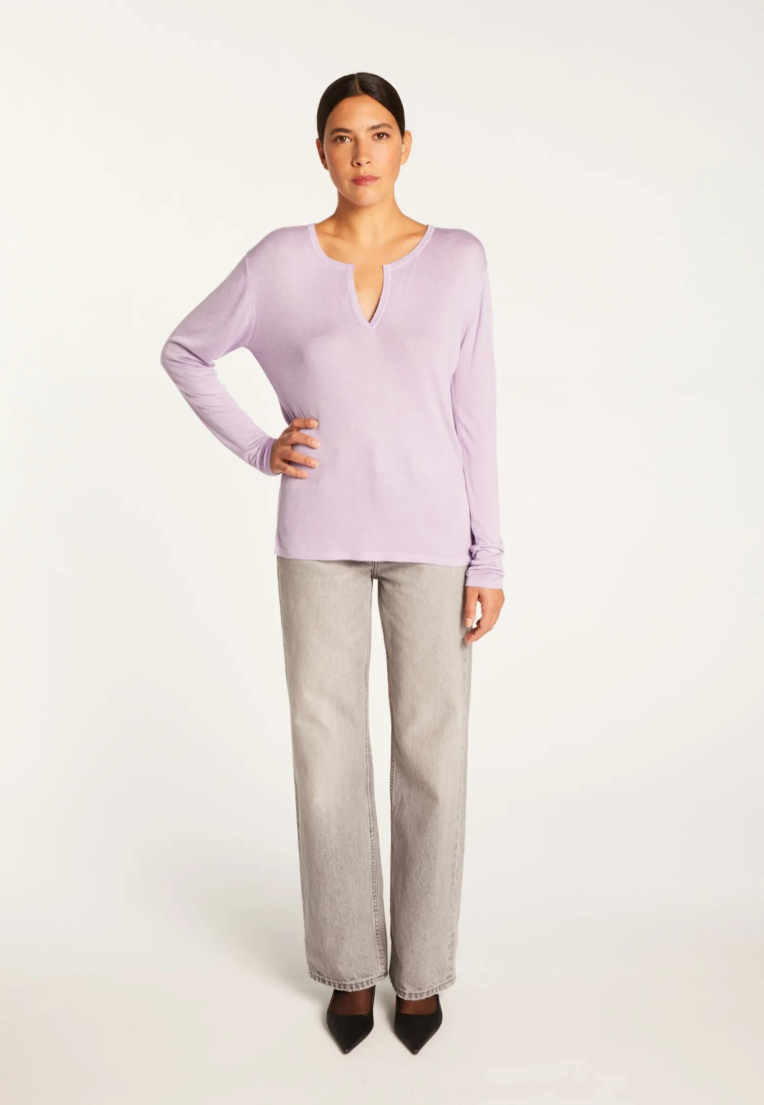 Montagut Gentleman's collar T-shirt in bamboo cashmere fiber - Aesha