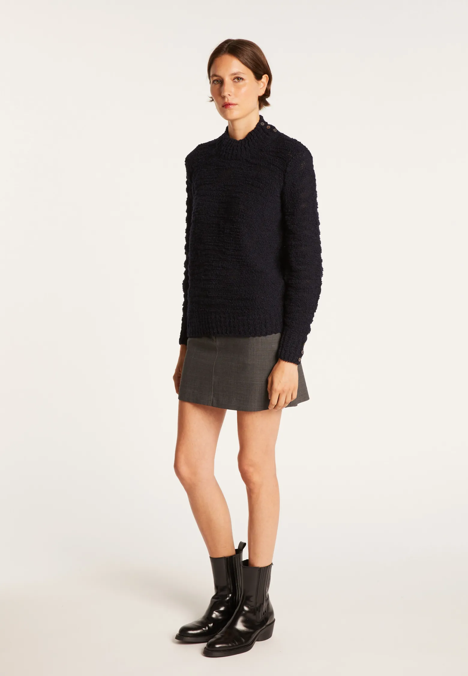 Montagut High-neck jumper with buttoned sleeves - Sumaya