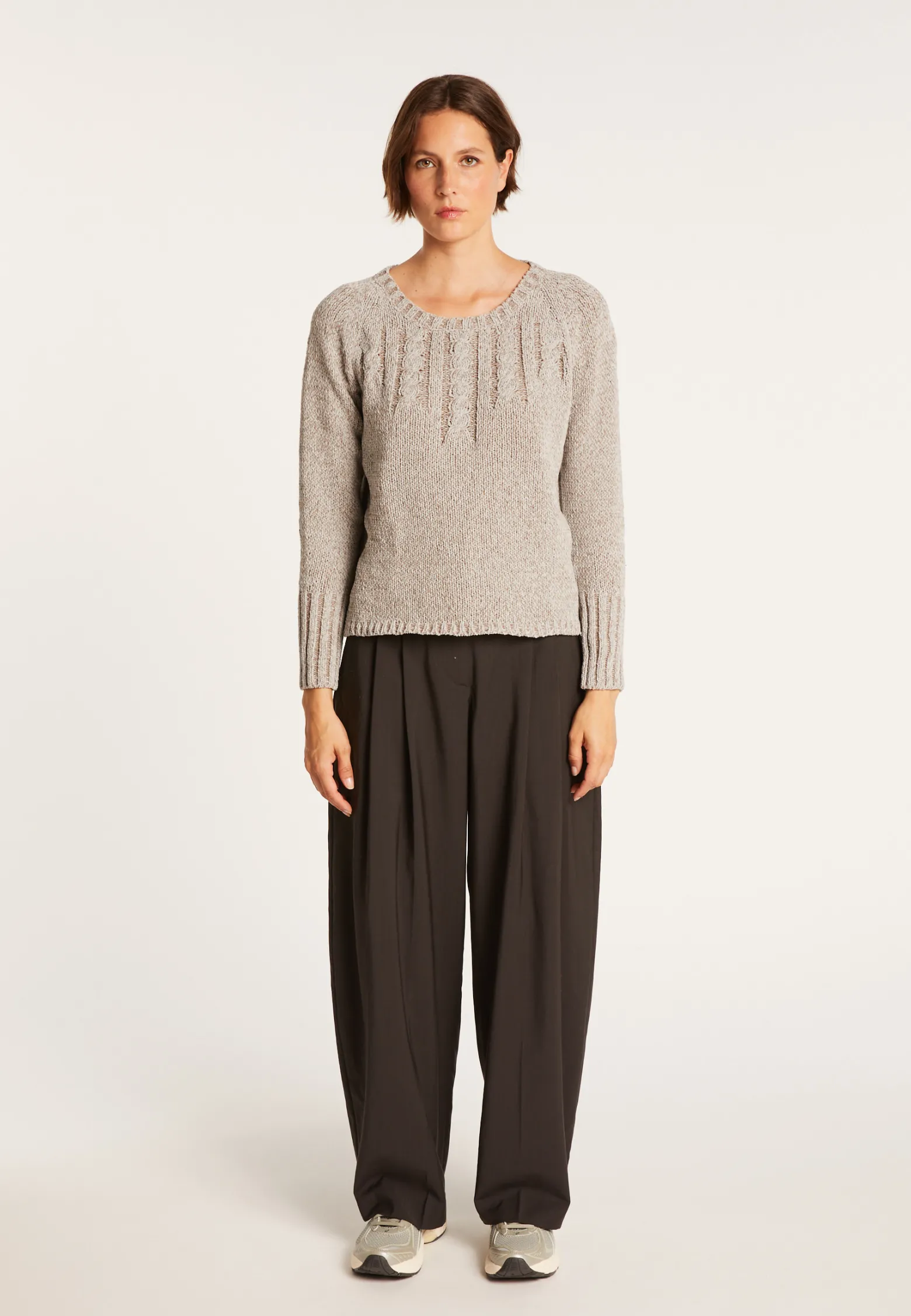 Montagut Jumper in silk and wool velour with cabling - Bahamas