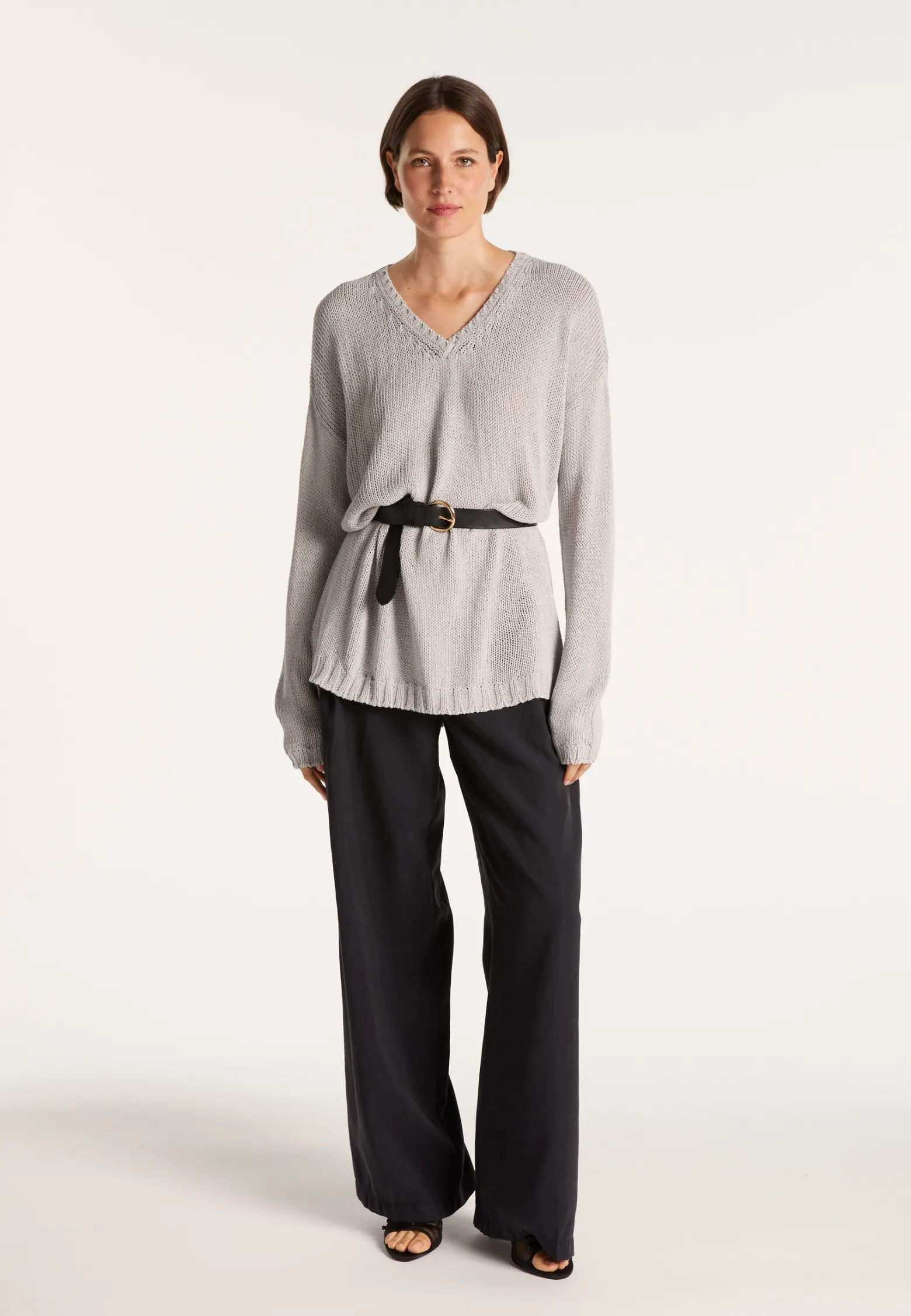 Montagut Large chunky knit v-neck sweater - Balata