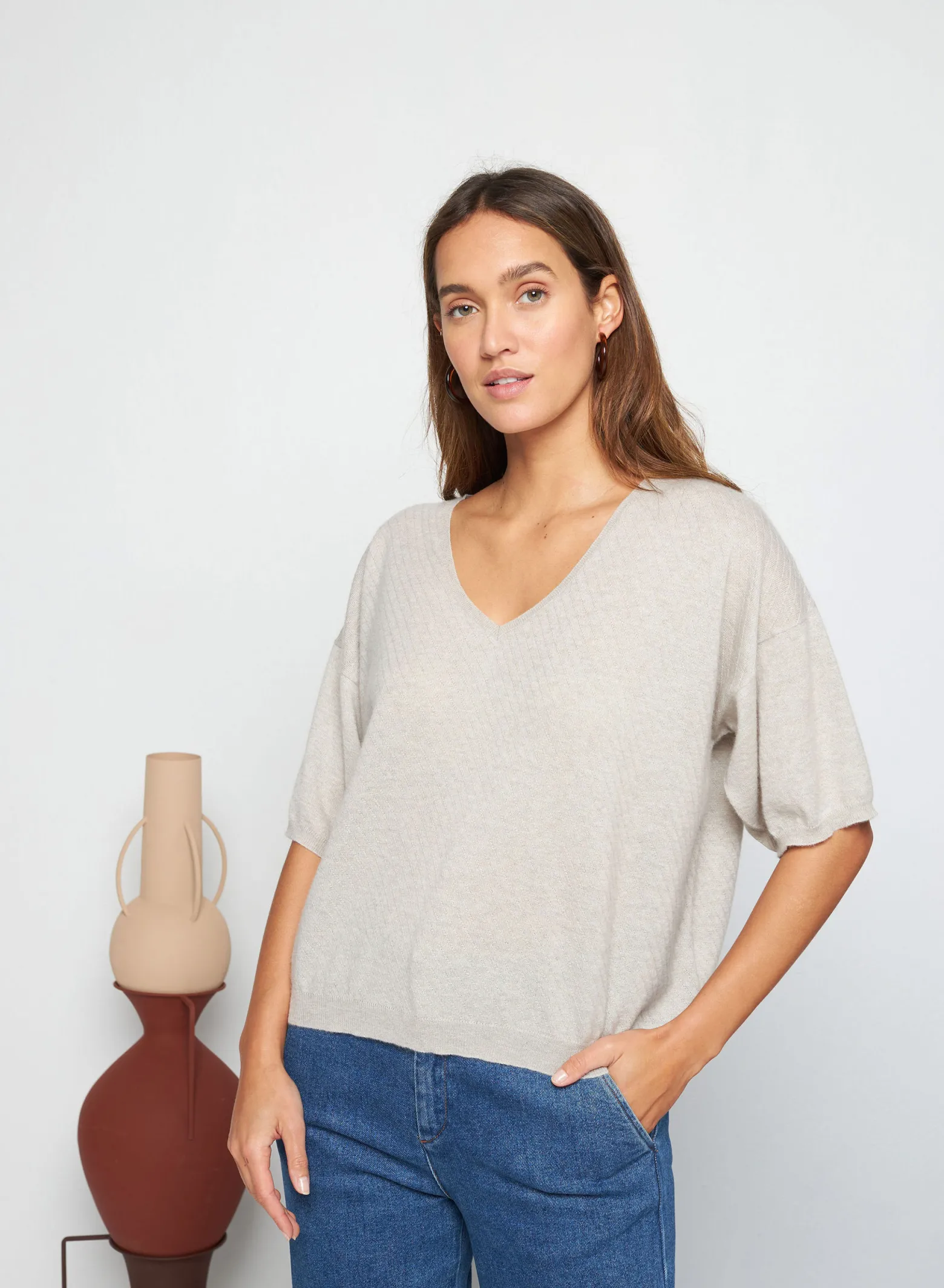 Montagut Light cashmere elbow sleeve T-shirt - Solange