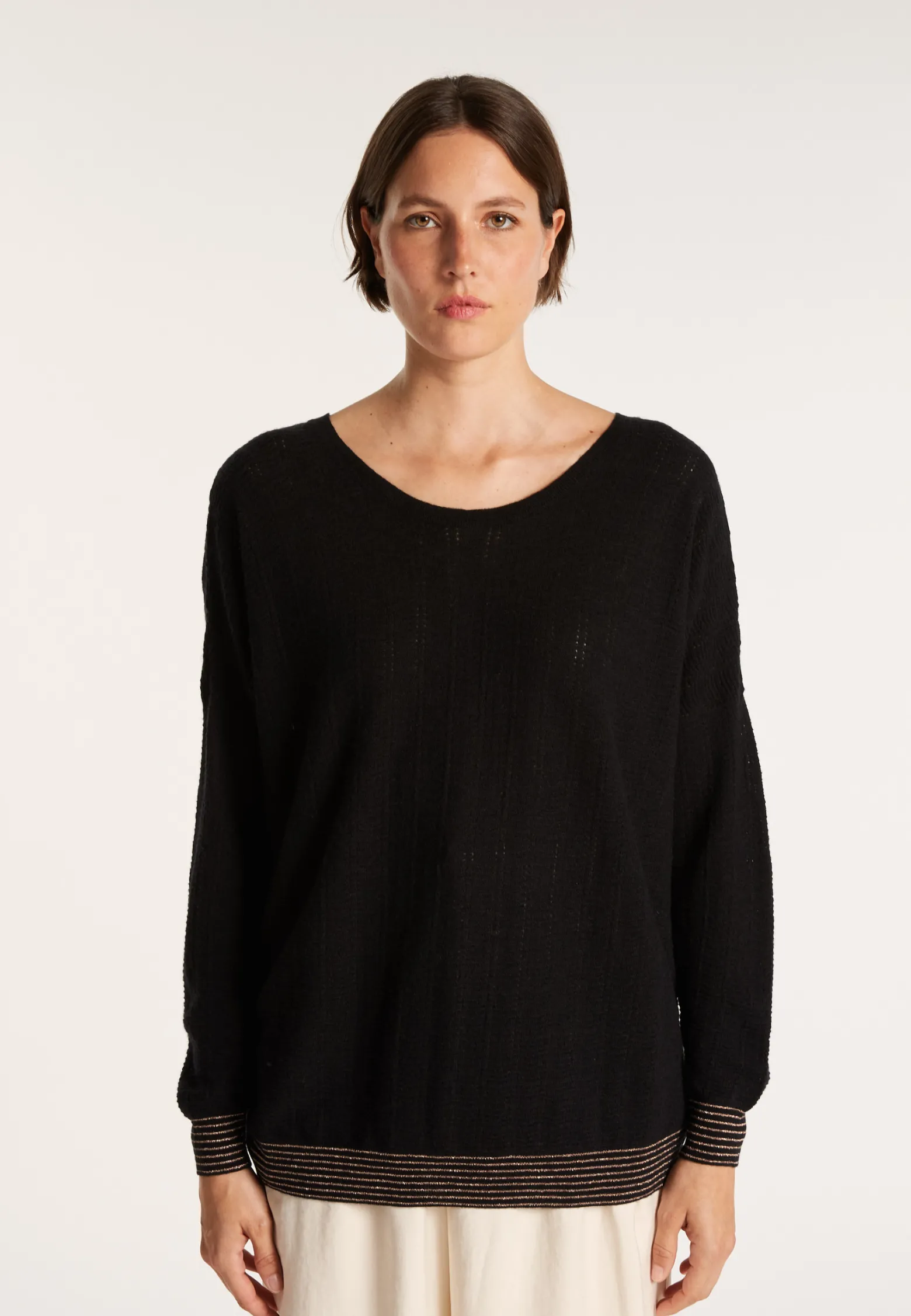 Montagut Linen cashmere round neck sweater - Amber