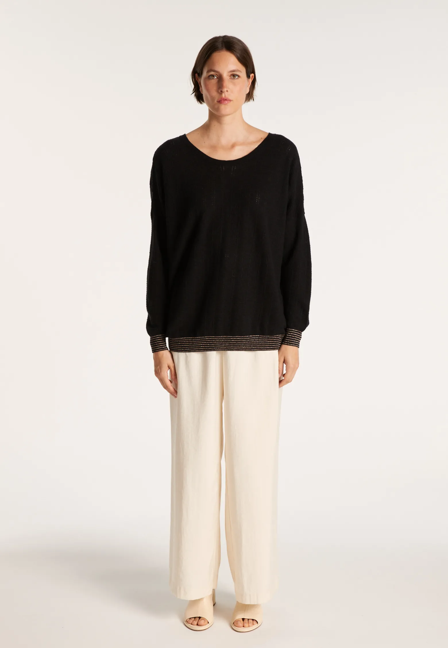 Montagut Linen cashmere round neck sweater - Amber