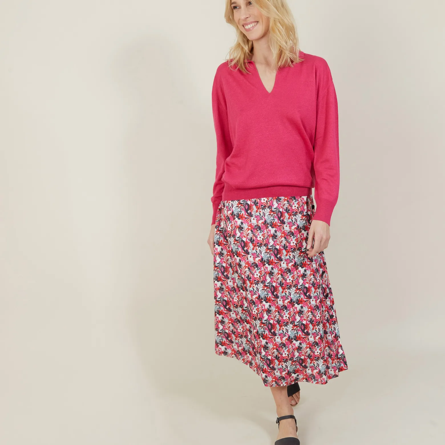 Montagut Linen cashmere sweater with polo neck - Bilbao