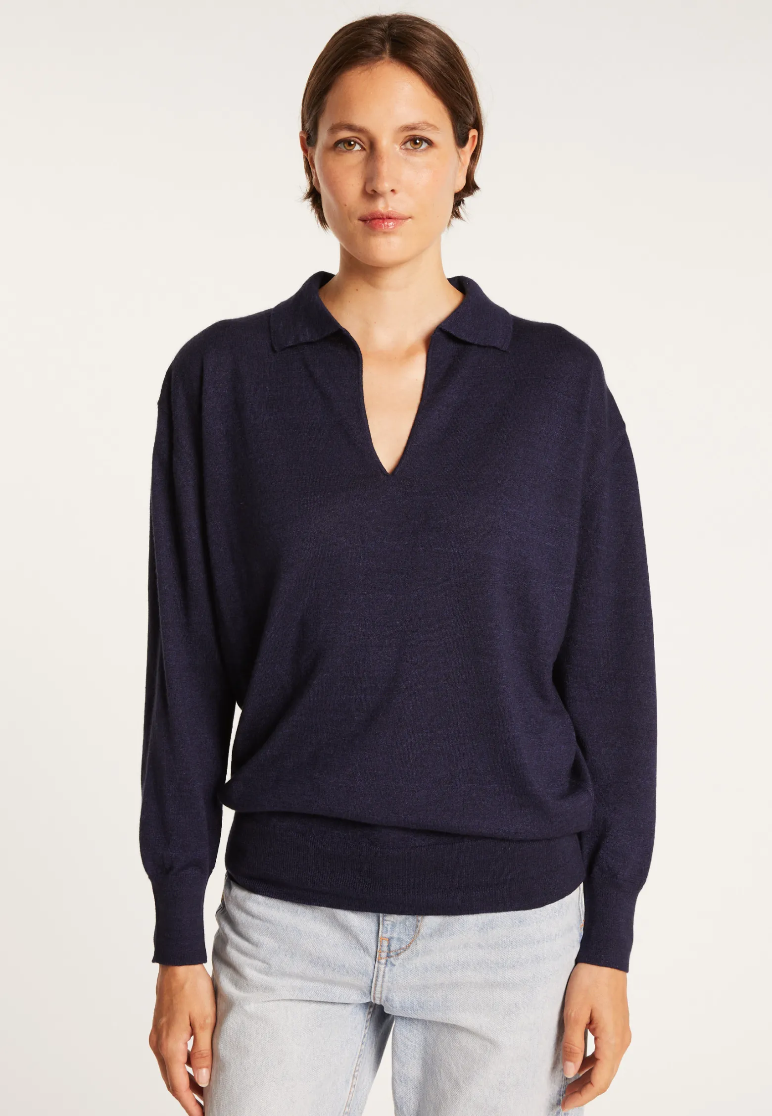 Montagut Linen cashmere sweater with polo neck - Bilbao