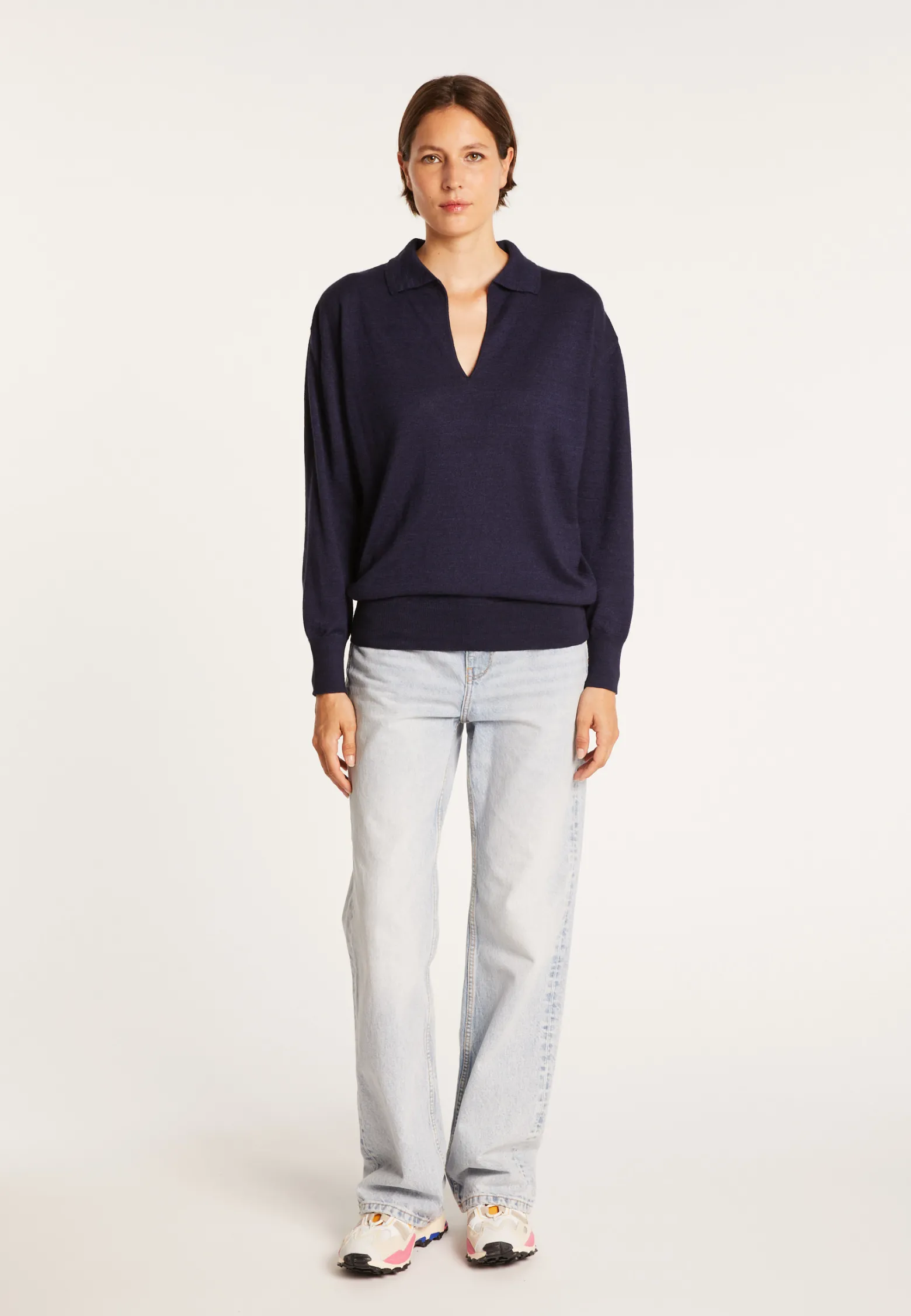 Montagut Linen cashmere sweater with polo neck - Bilbao