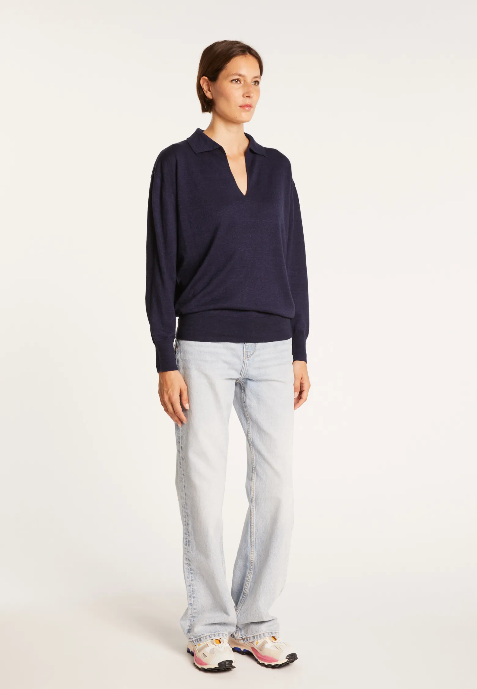 Montagut Linen cashmere sweater with polo neck - Bilbao