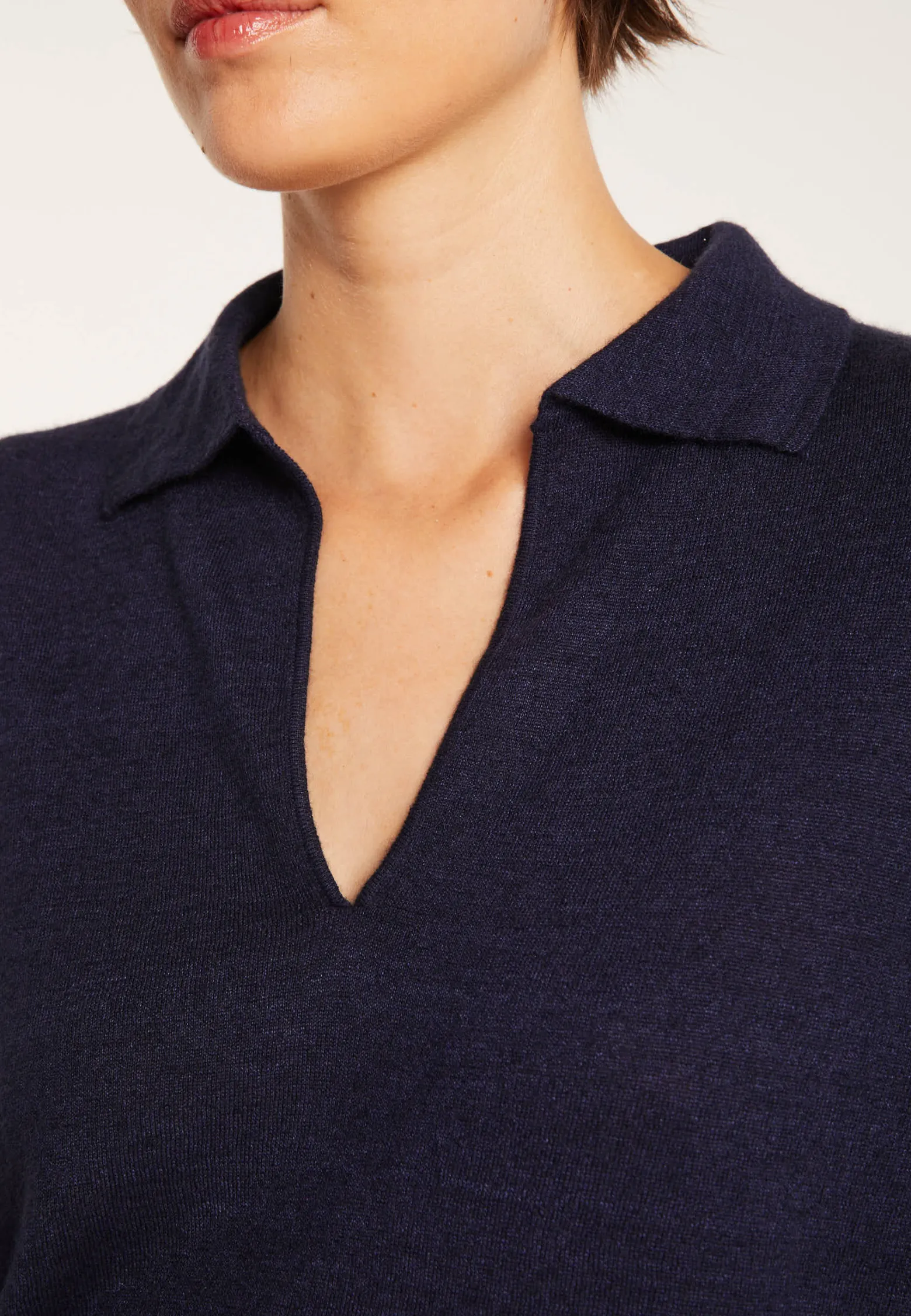 Montagut Linen cashmere sweater with polo neck - Bilbao