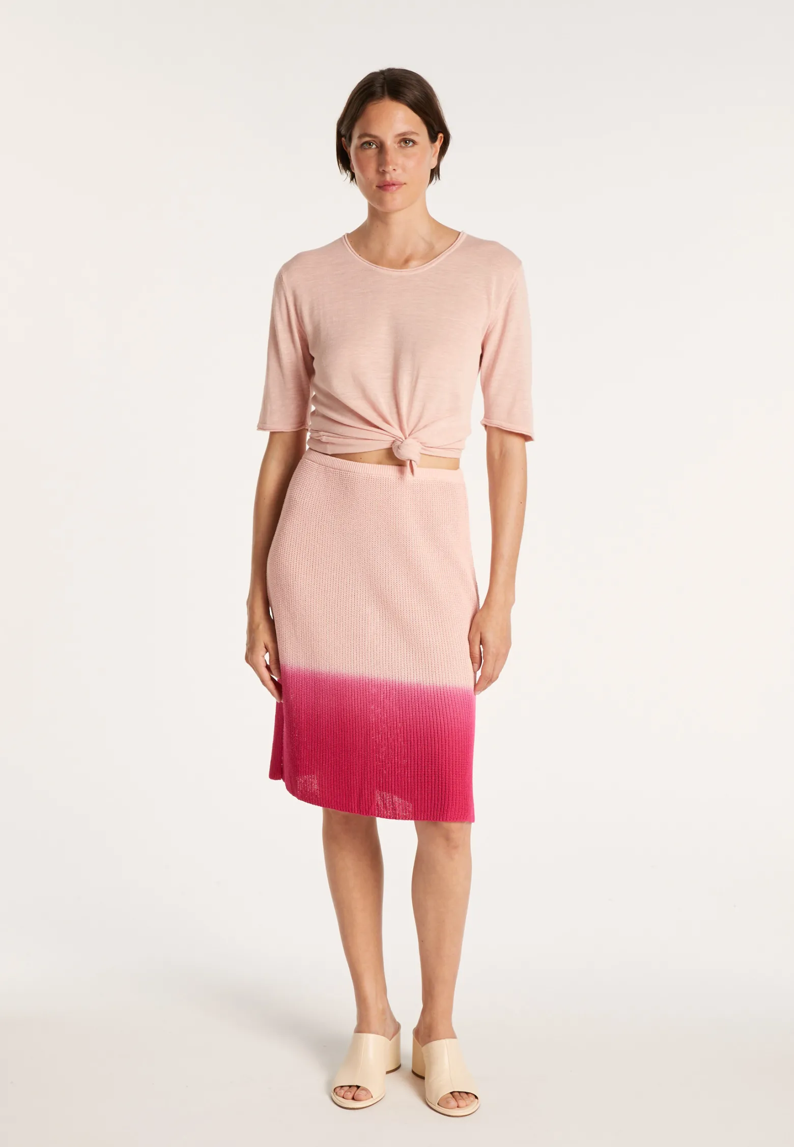 Montagut Linen viscose straight skirt - Coral