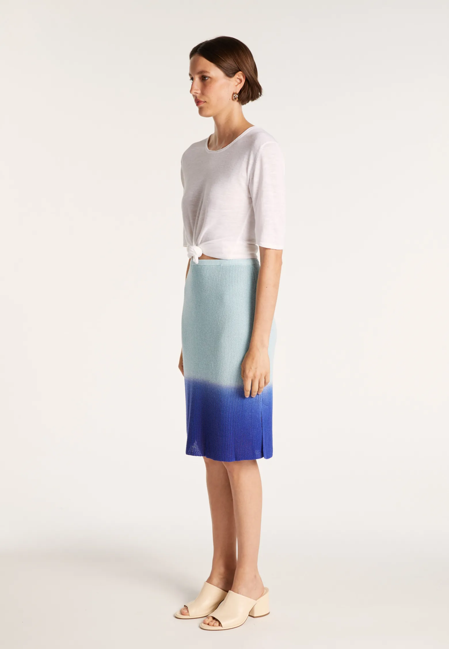Montagut Linen viscose straight skirt - Coral