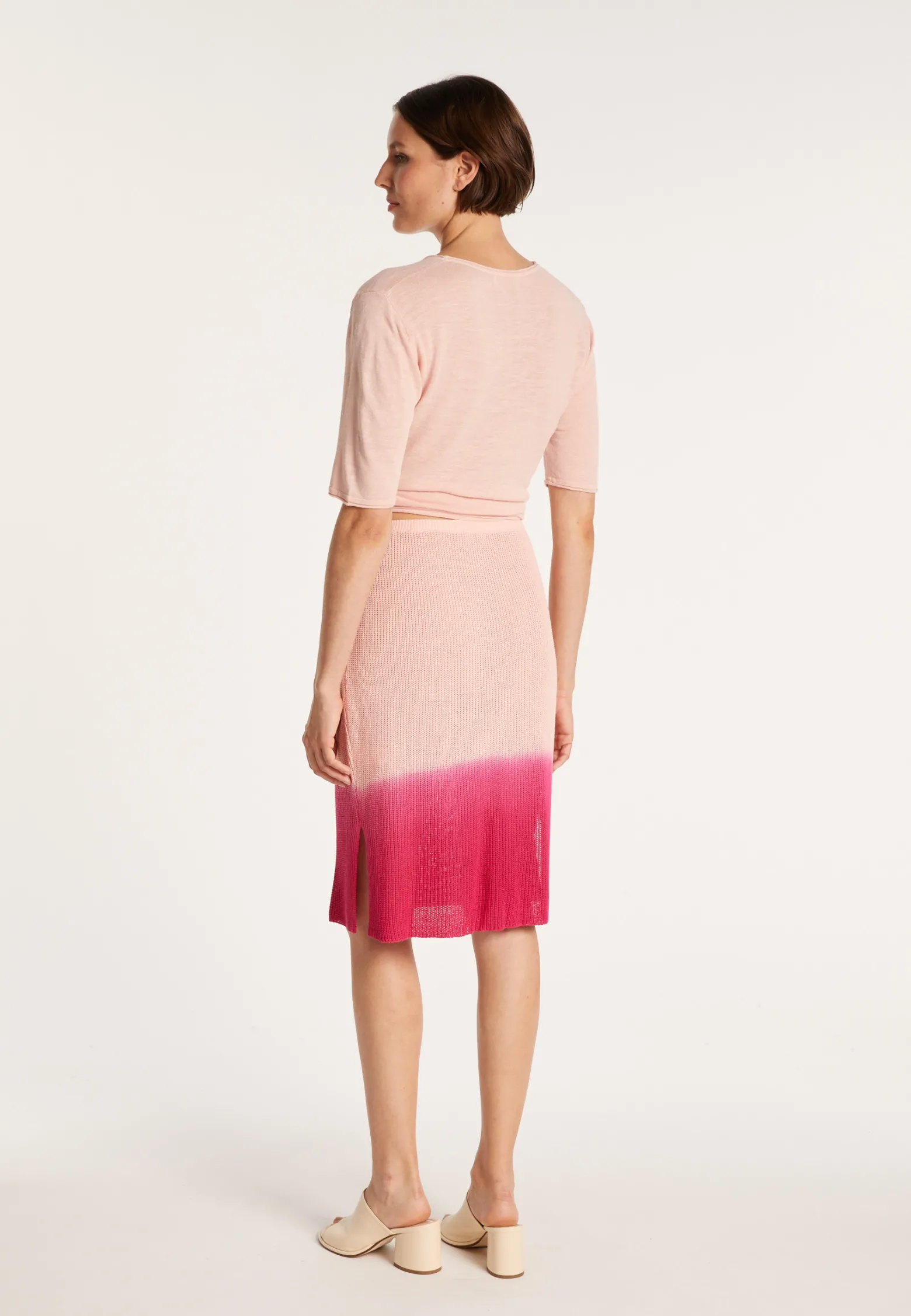 Montagut Linen viscose straight skirt - Coral